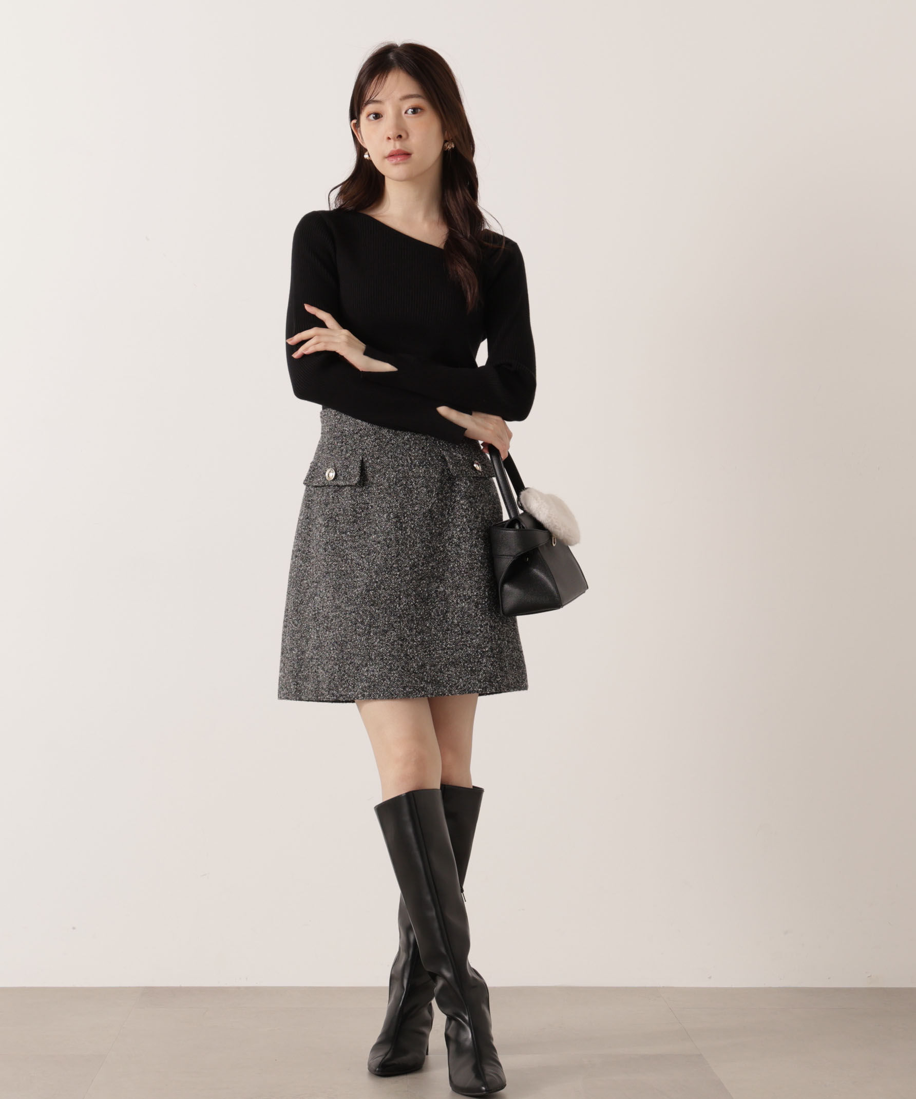PROPORTION BODY DRESSING「アシメネックリブニット 25AW」|ニット・セーター|