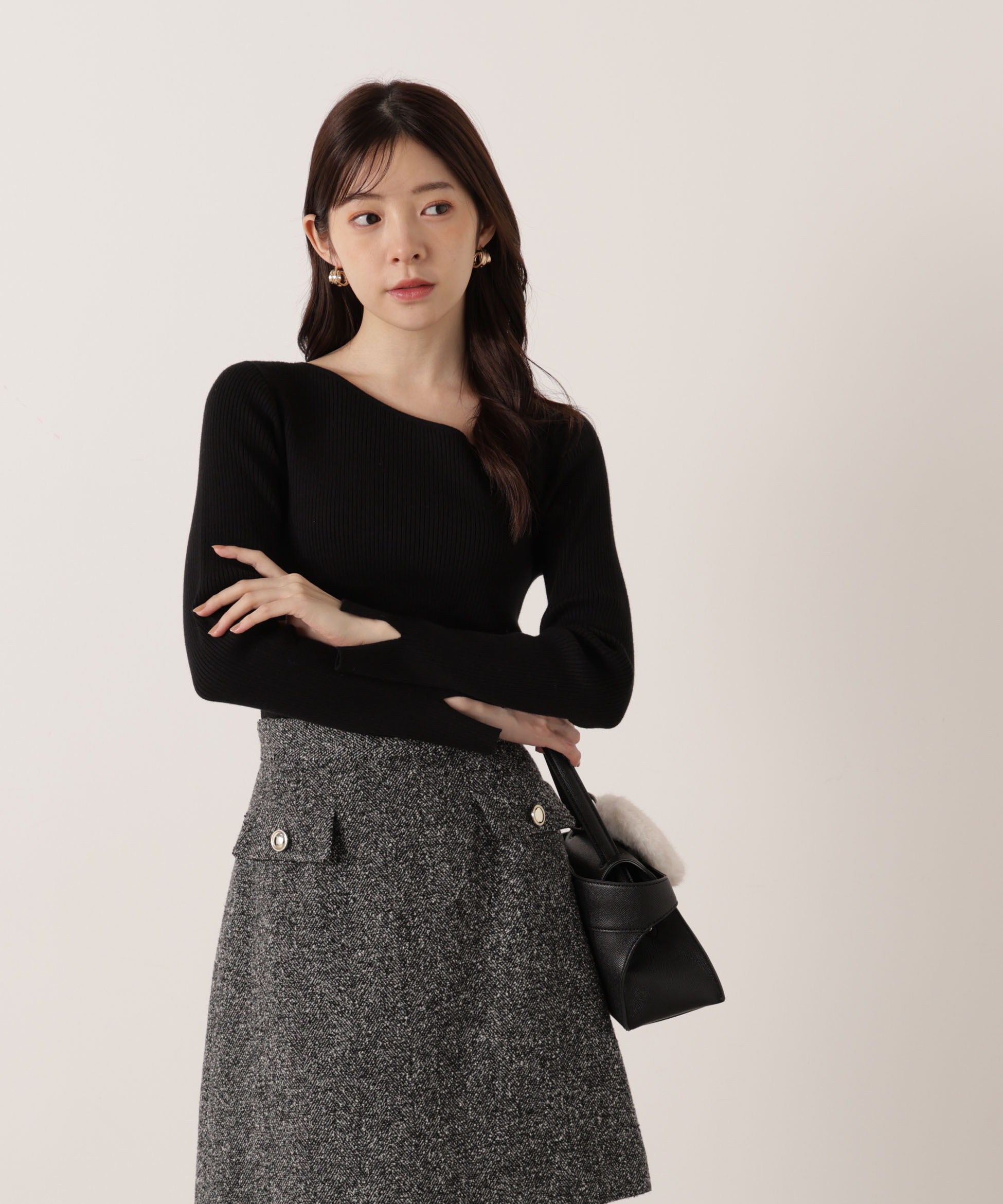 PROPORTION BODY DRESSING「アシメネックリブニット 25AW」|ニット・セーター|