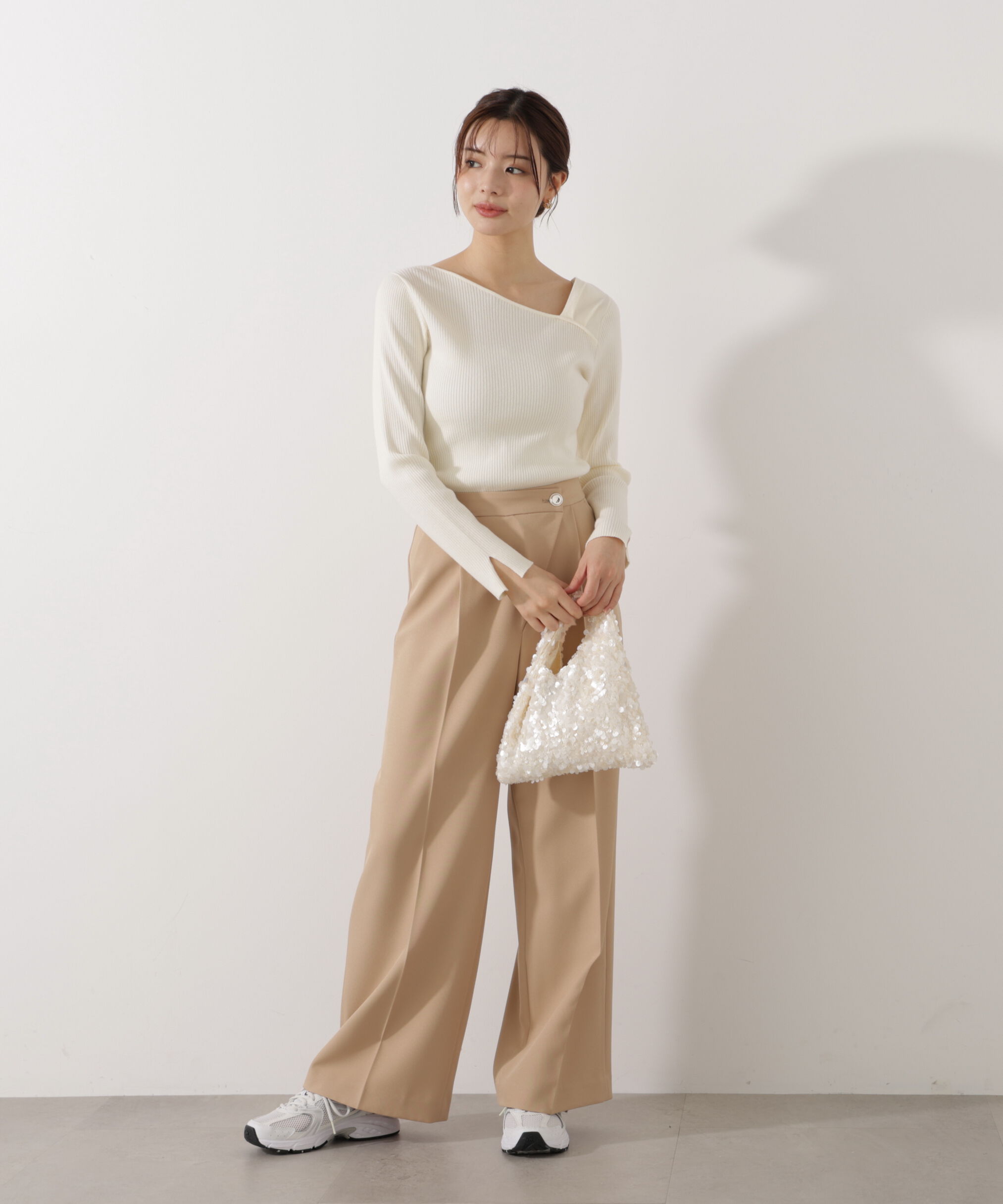 PROPORTION BODY DRESSING「アシメネックリブニット 25AW」|ニット・セーター|