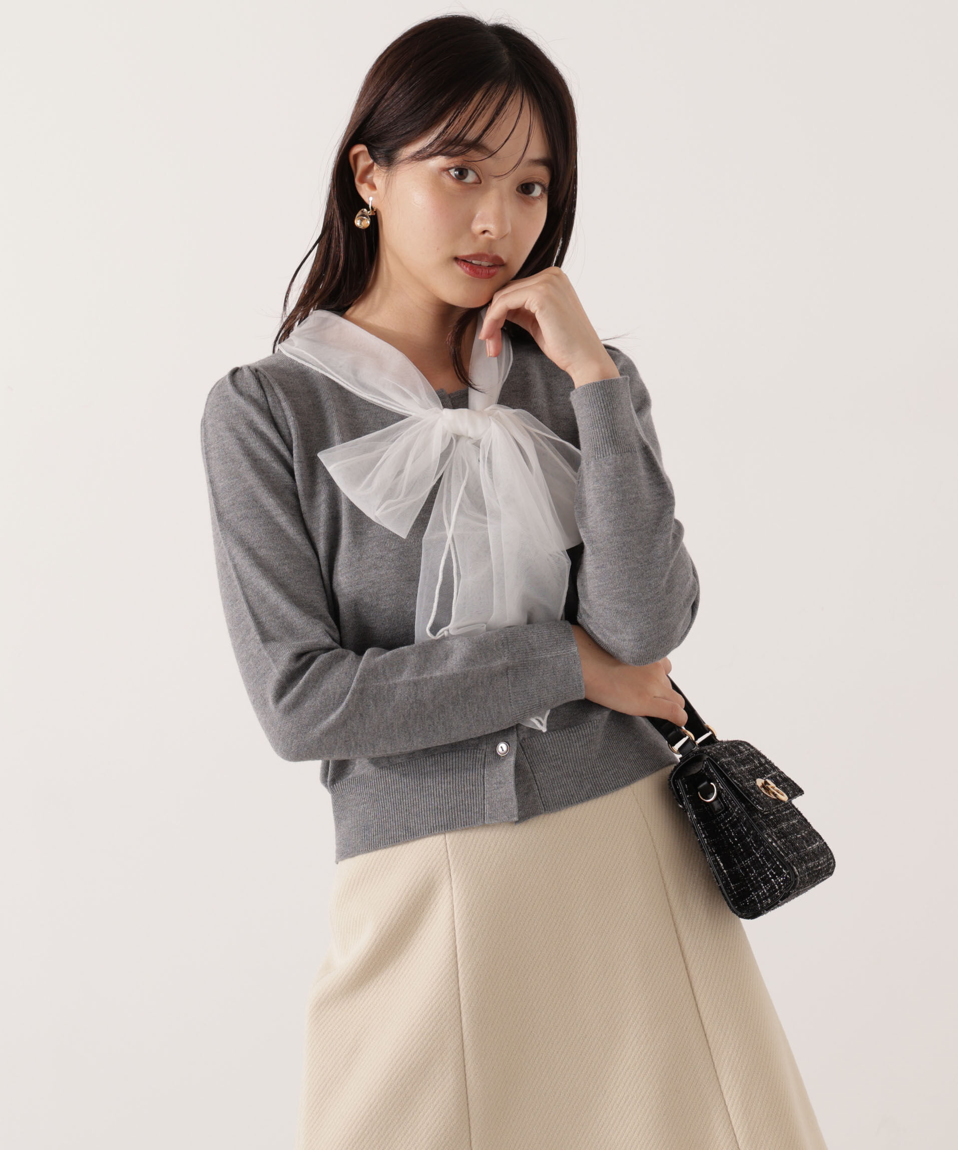 PROPORTION BODY DRESSING「《EDIT COLOGNE》ボウタイ付きニット 25AW」|ニット・セーター|