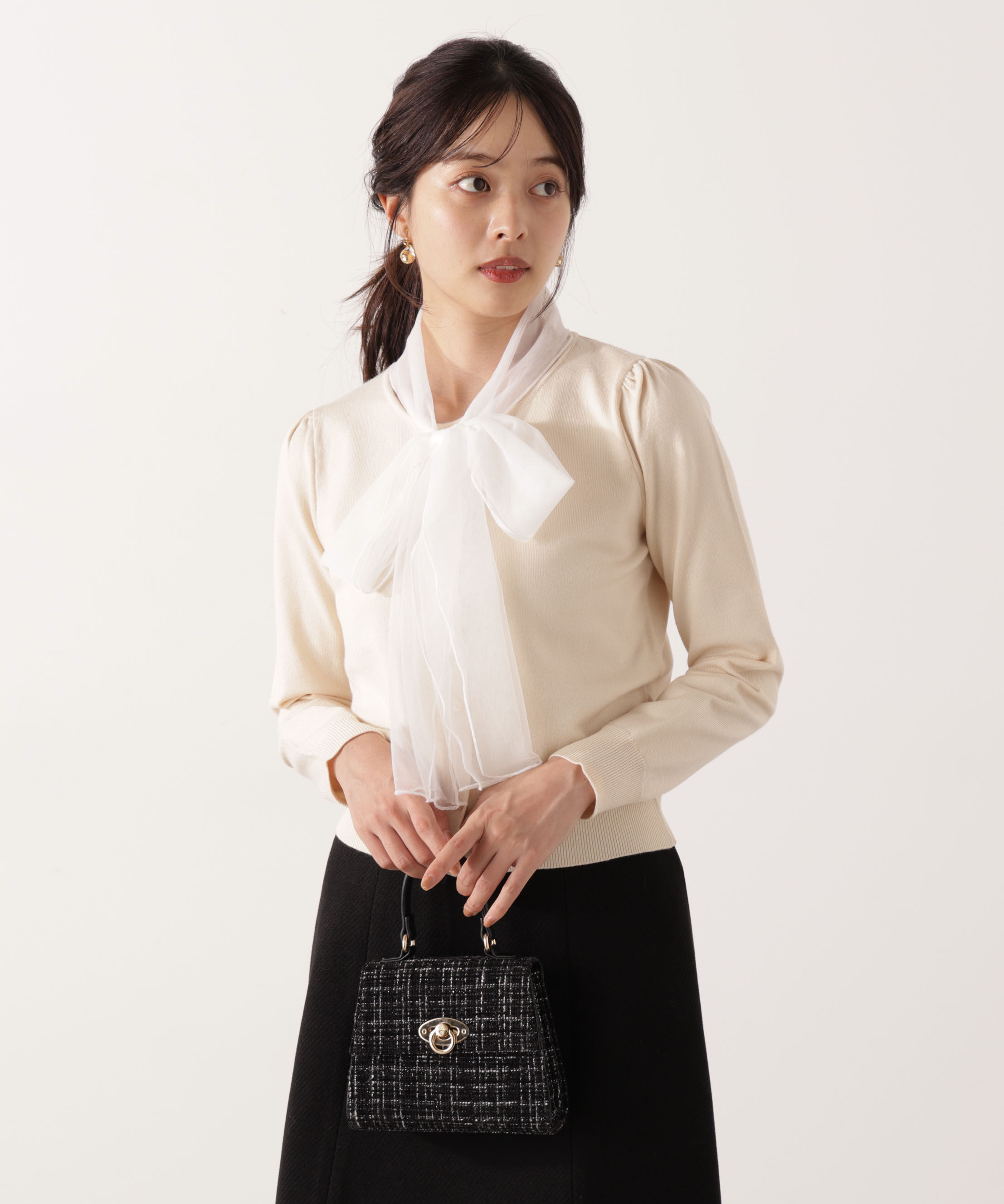 PROPORTION BODY DRESSING「《EDIT COLOGNE》ボウタイ付きニット 25AW」|ニット・セーター|