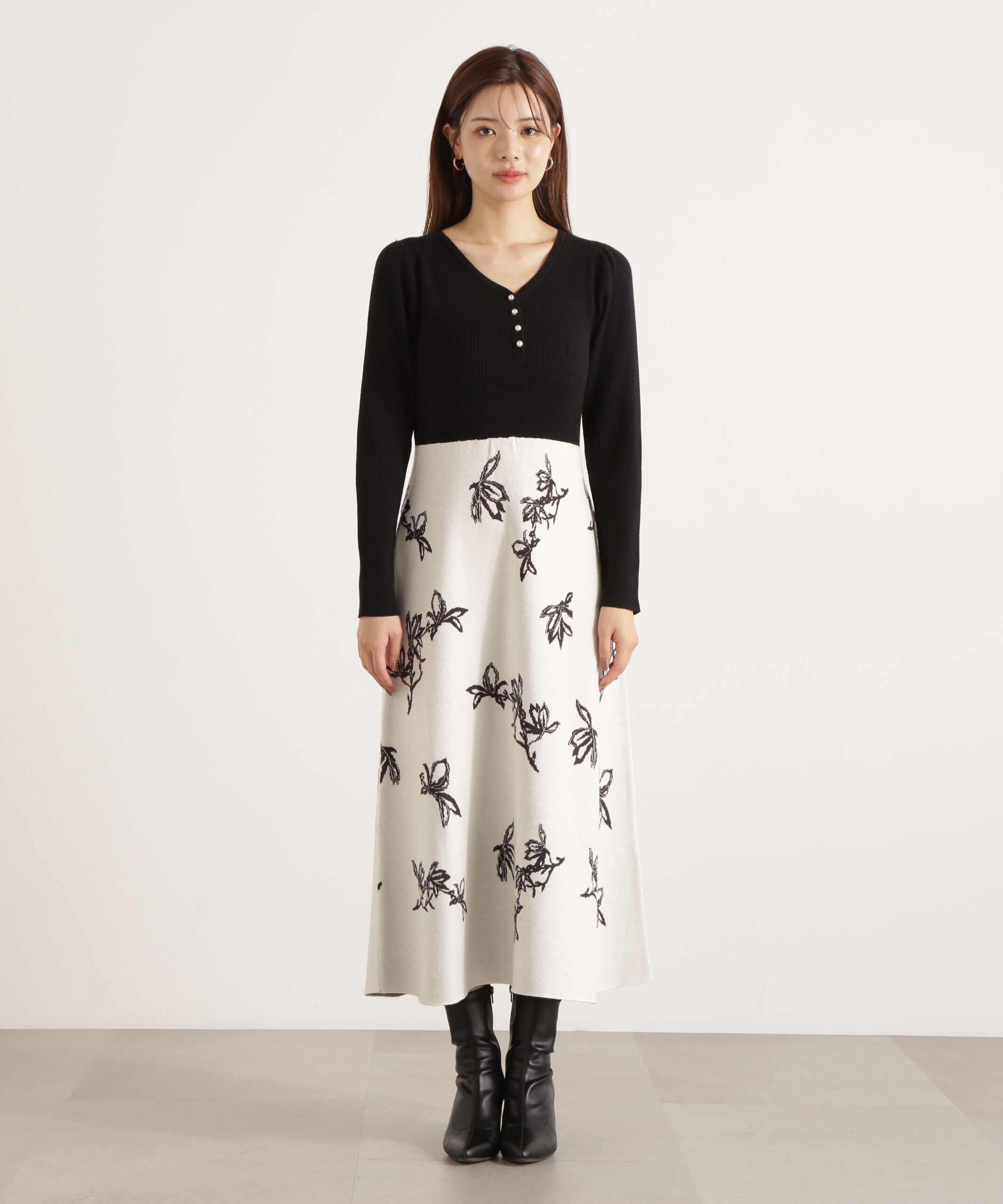 PROPORTION BODY DRESSING「花柄ジャガードニットワンピース 25AW」|ワンピース|