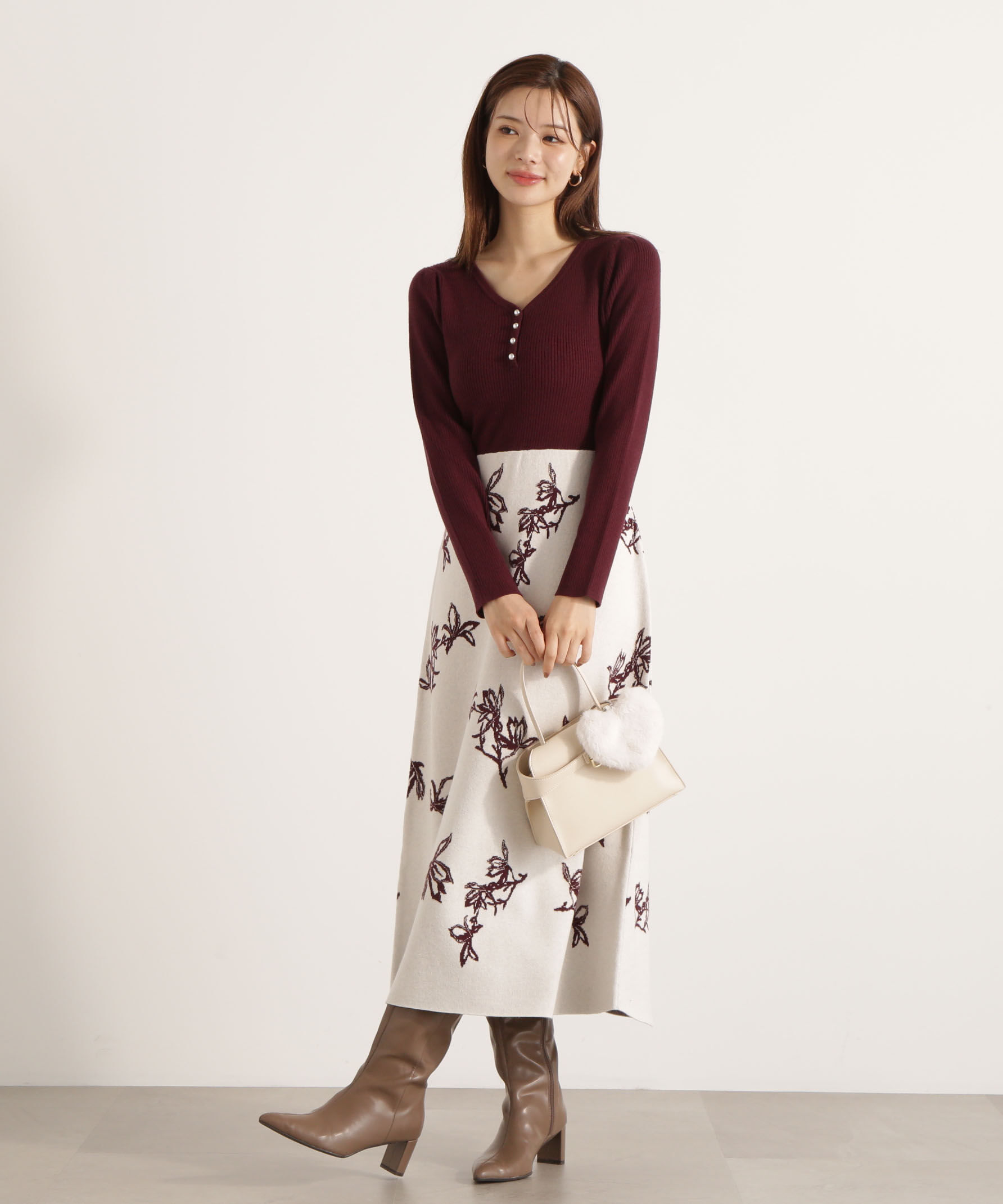 PROPORTION BODY DRESSING「花柄ジャガードニットワンピース 25AW」|ワンピース|