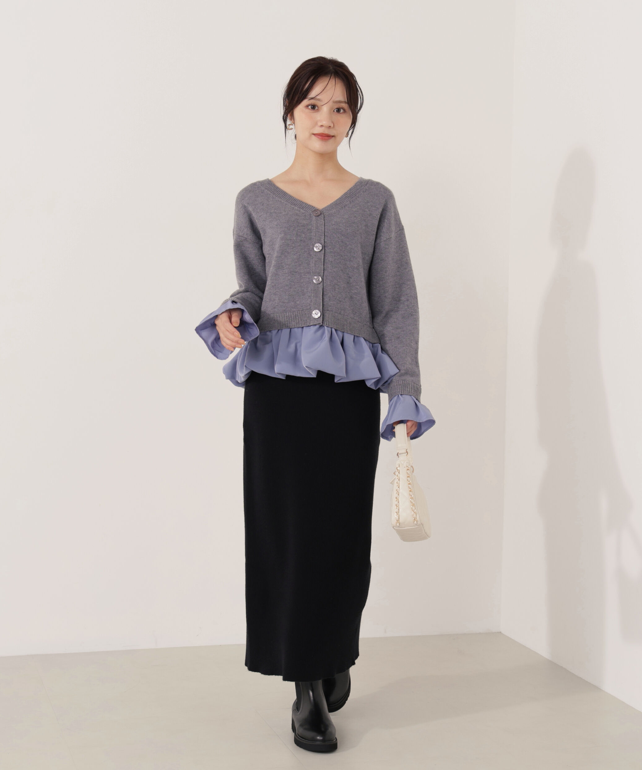 PROPORTION BODY DRESSING「オフショルペプラムニットセット　25AW」|ワンピース|