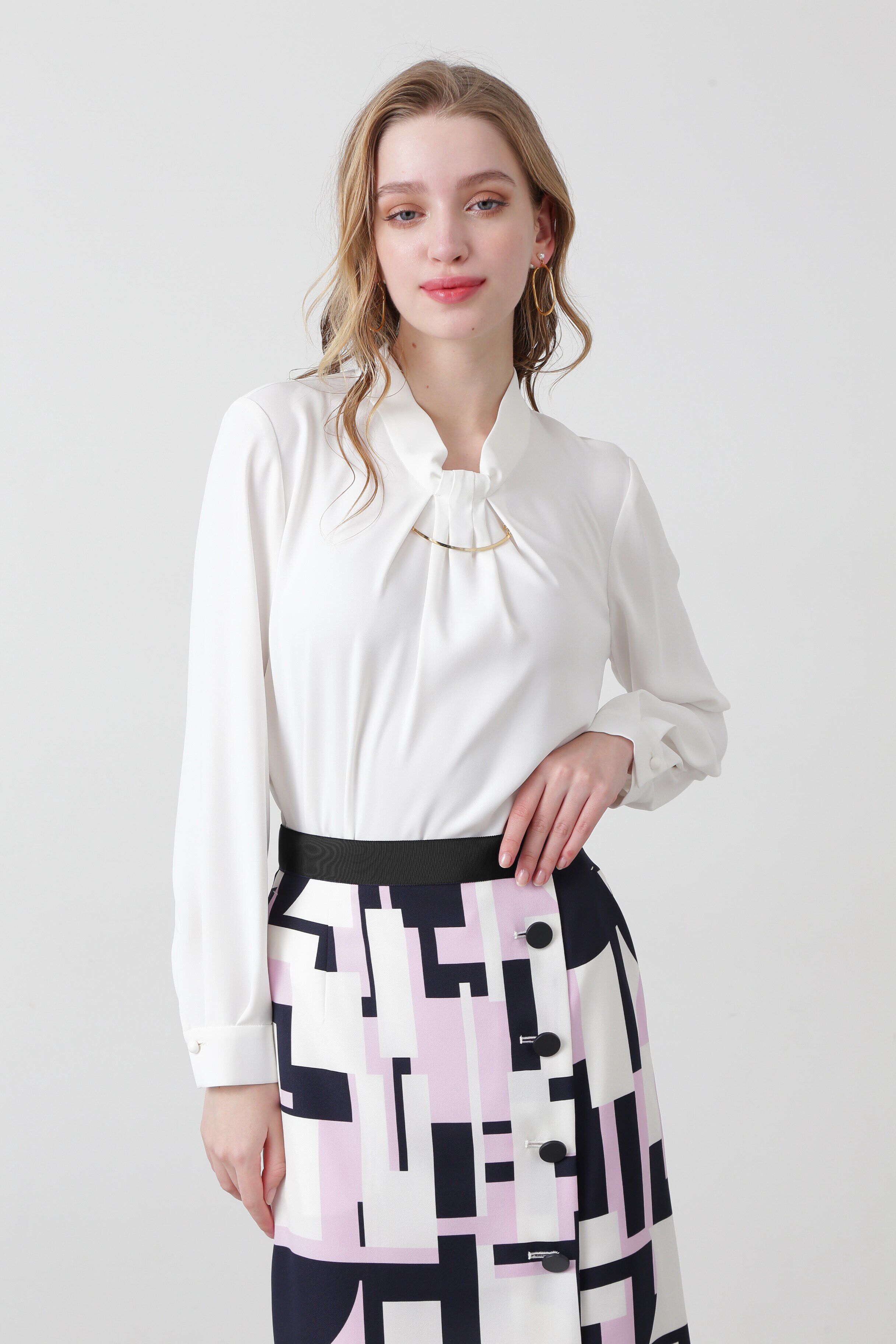  「◆メタルバータックブラウス」|シャツ・ブラウス|ホワイト