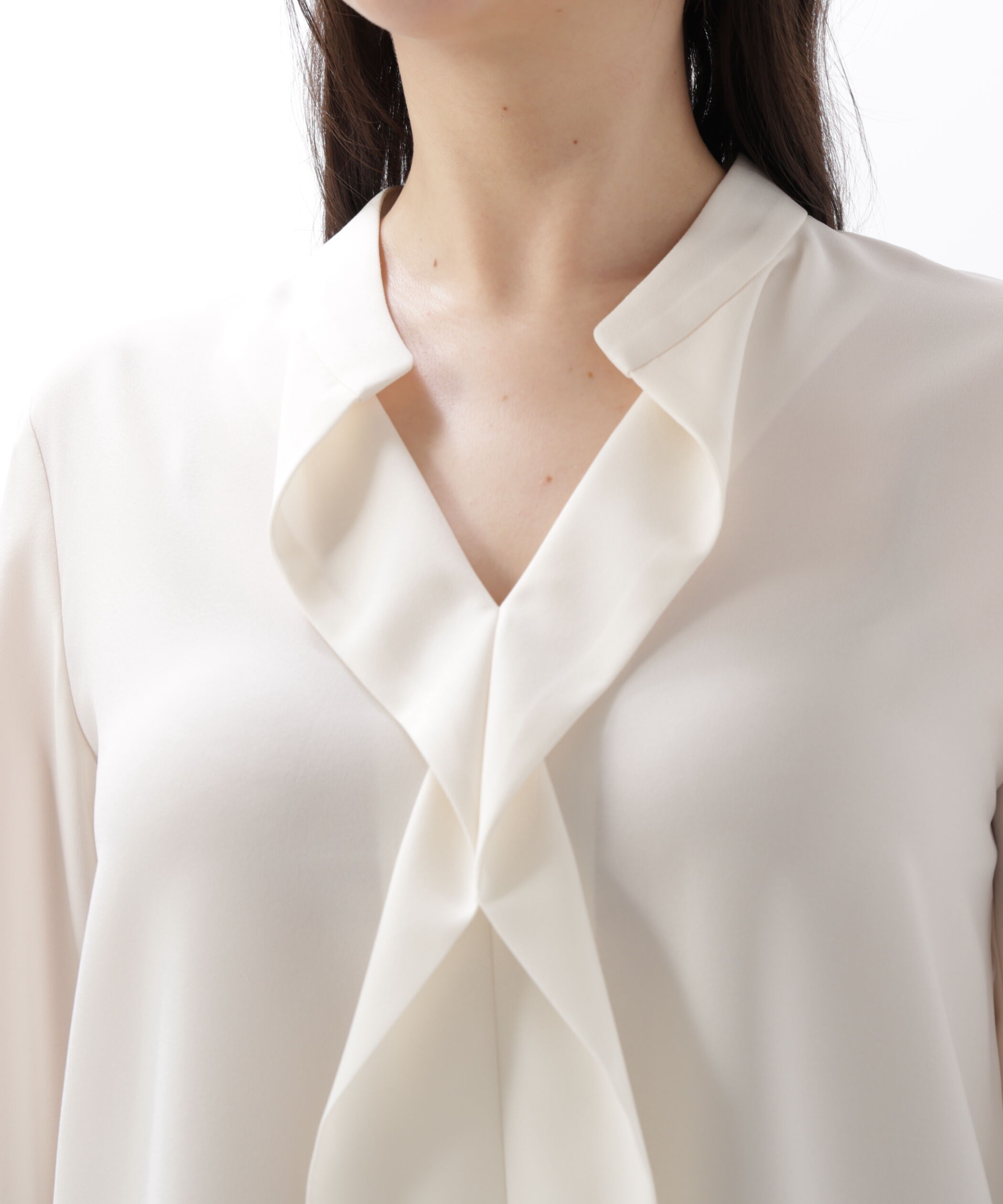  「◆バンドカラーラッフルブラウス」|シャツ・ブラウス|