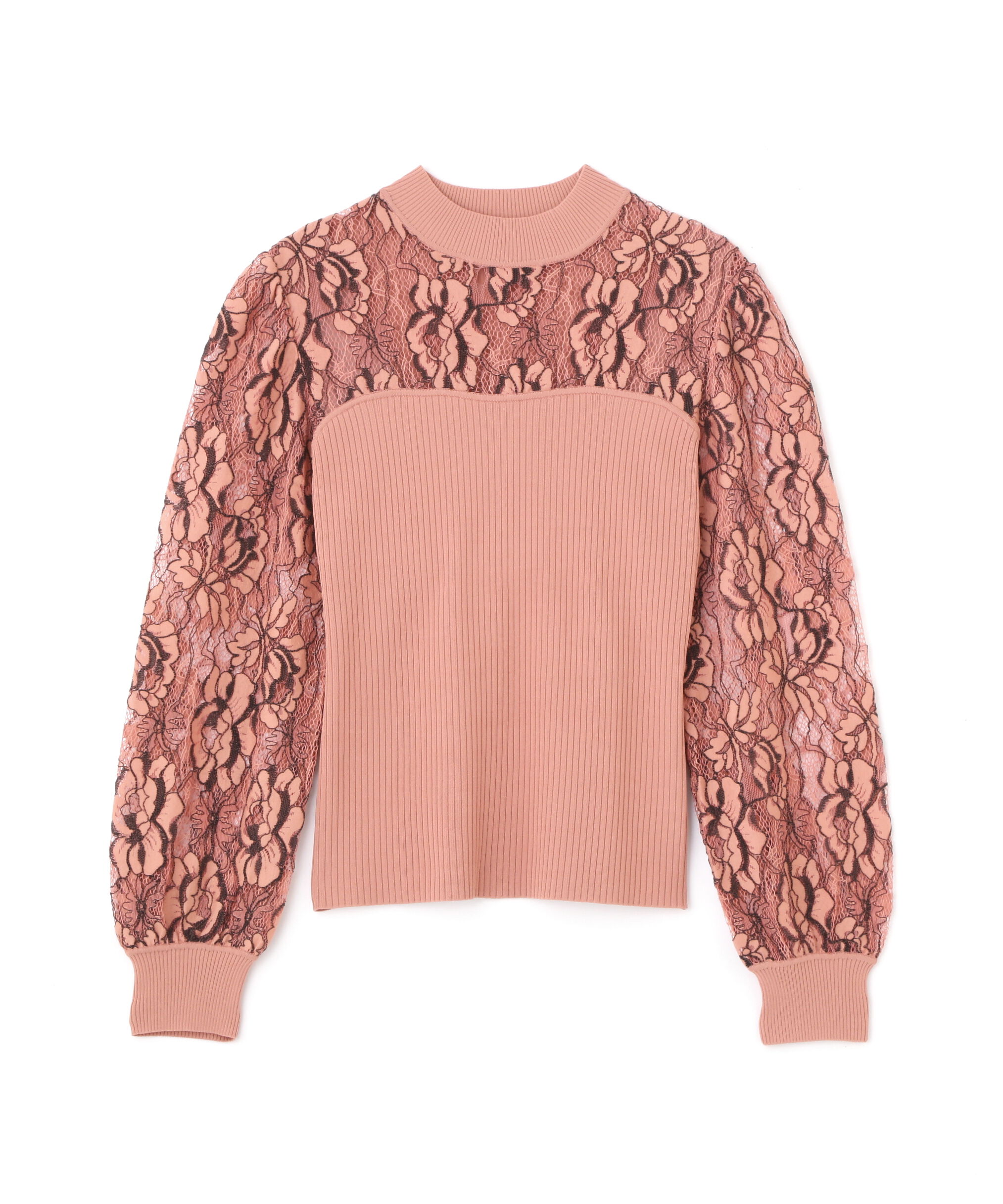  「◆レースコンビモックネックニットプルオーバー」|ニット・セーター|