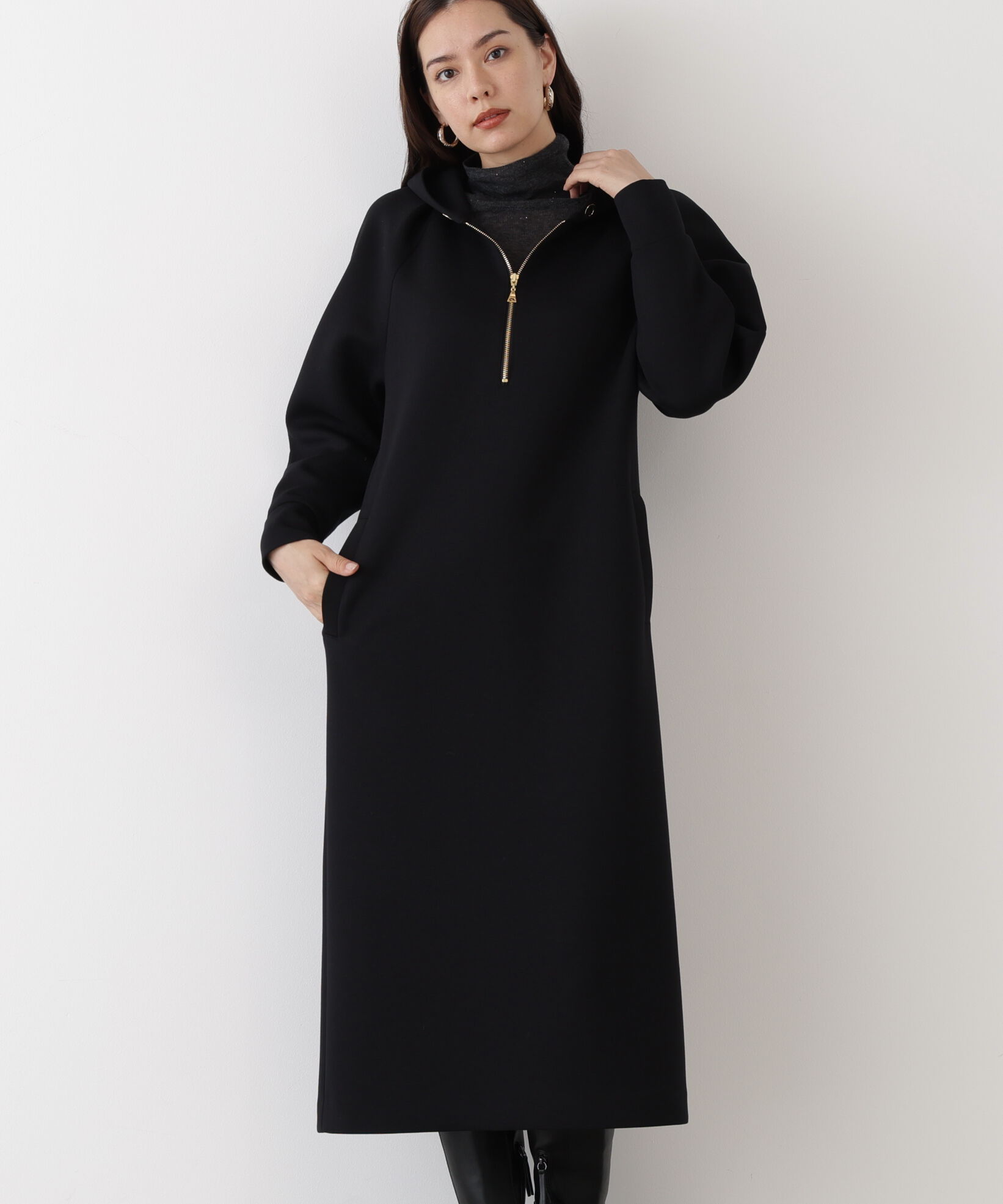  「◆タックスリーブフーディワンピース」|ワンピース|