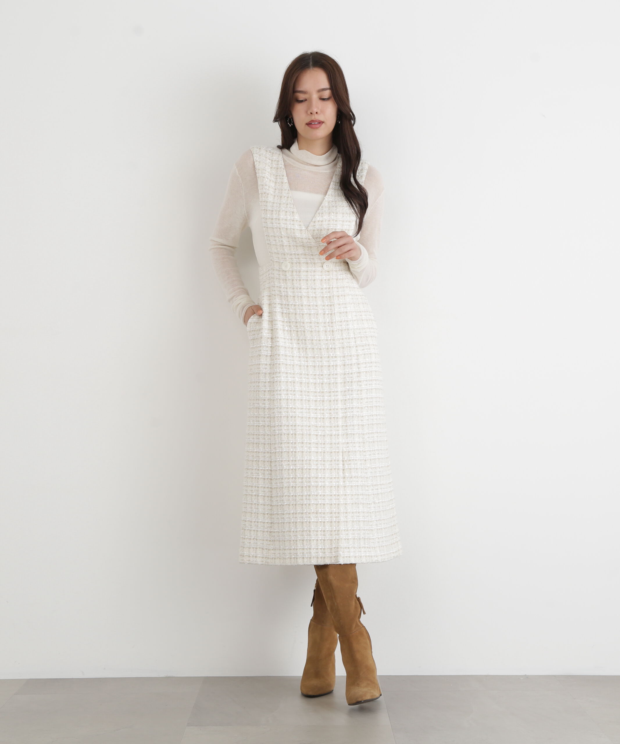  「◆ループツイードジャンバースカート」|ワンピース|