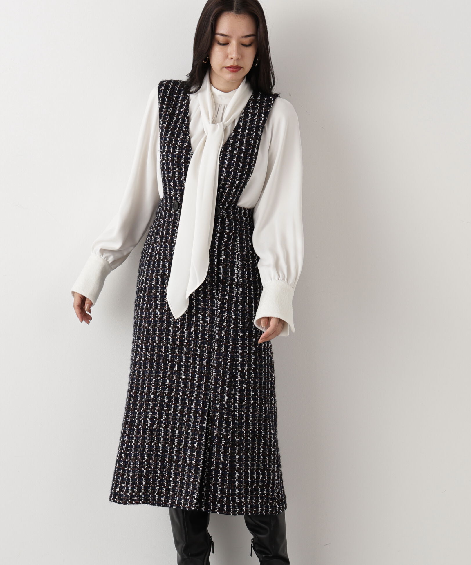  「◆ループツイードジャンバースカート」|ワンピース|