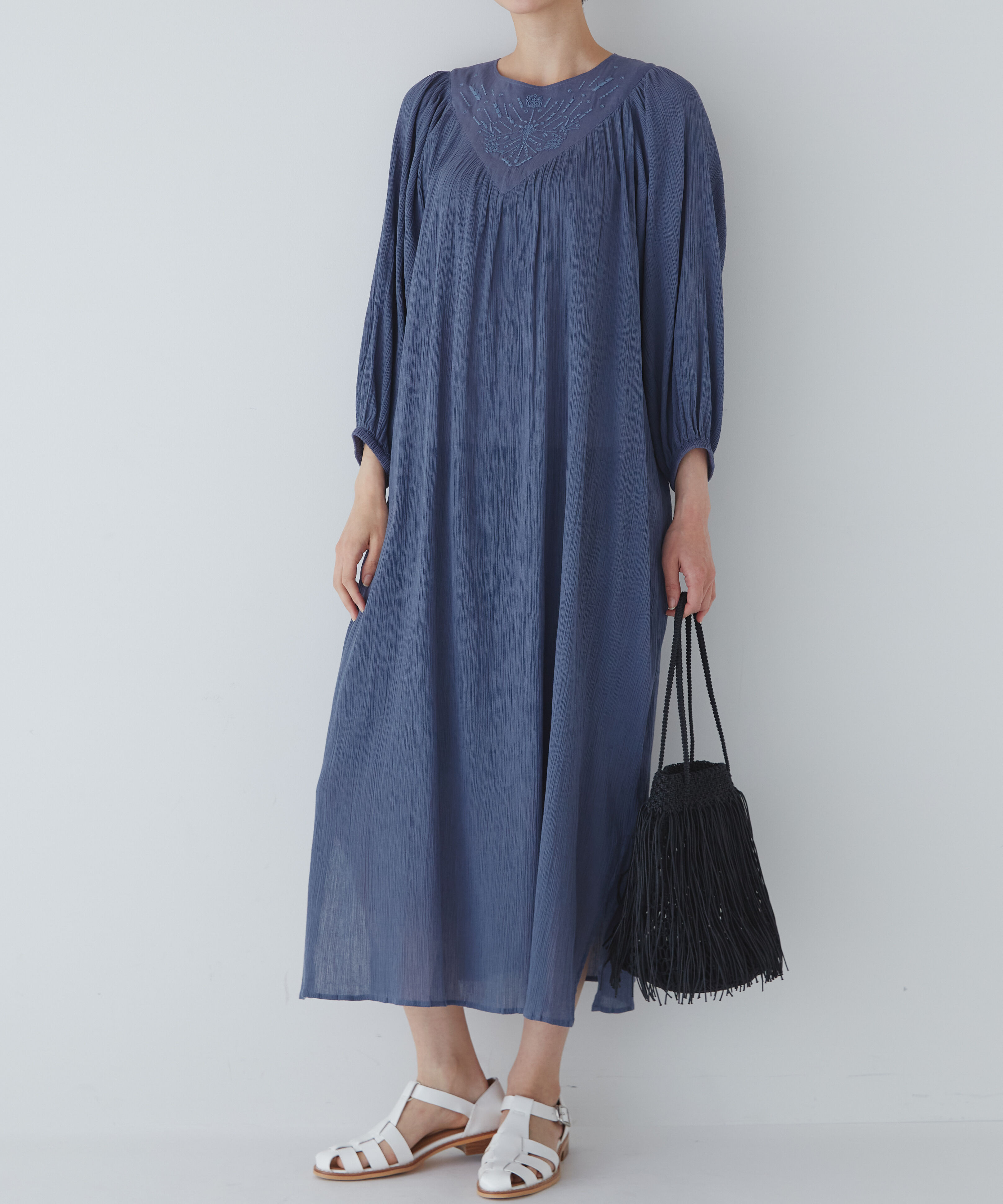  「◆インドクレープギャザーワンピース」|ワンピース|