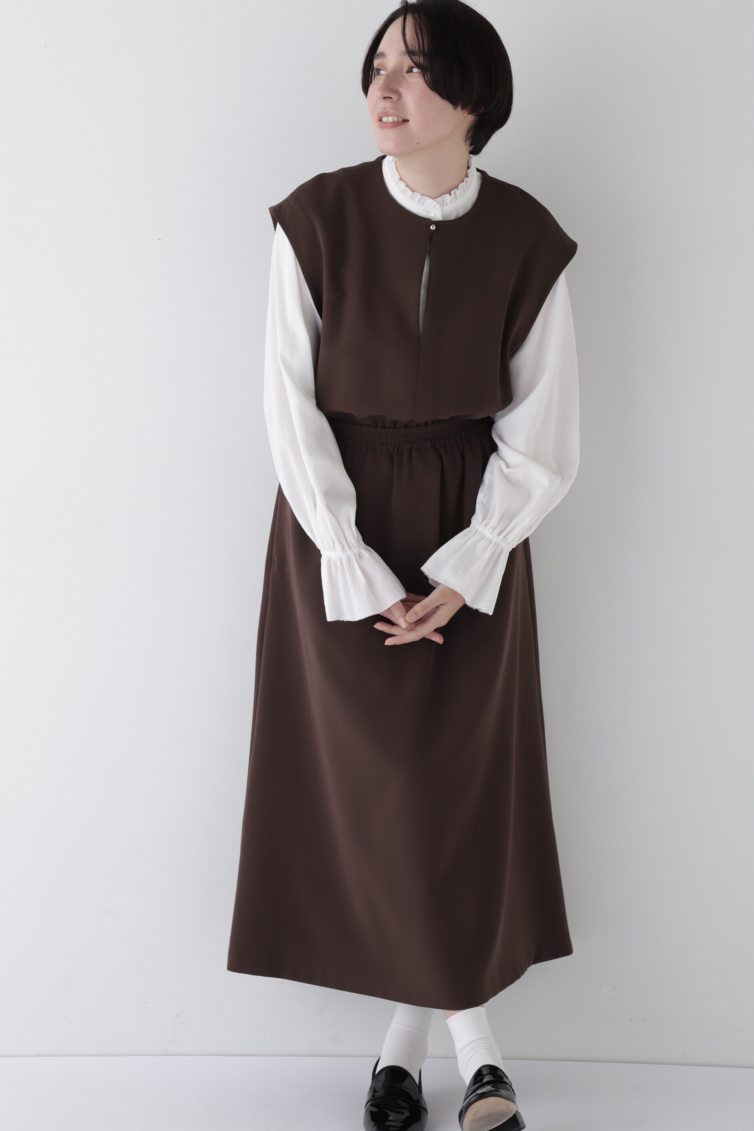  「◆ダブルクロスノースリーブワンピース」|ワンピース|