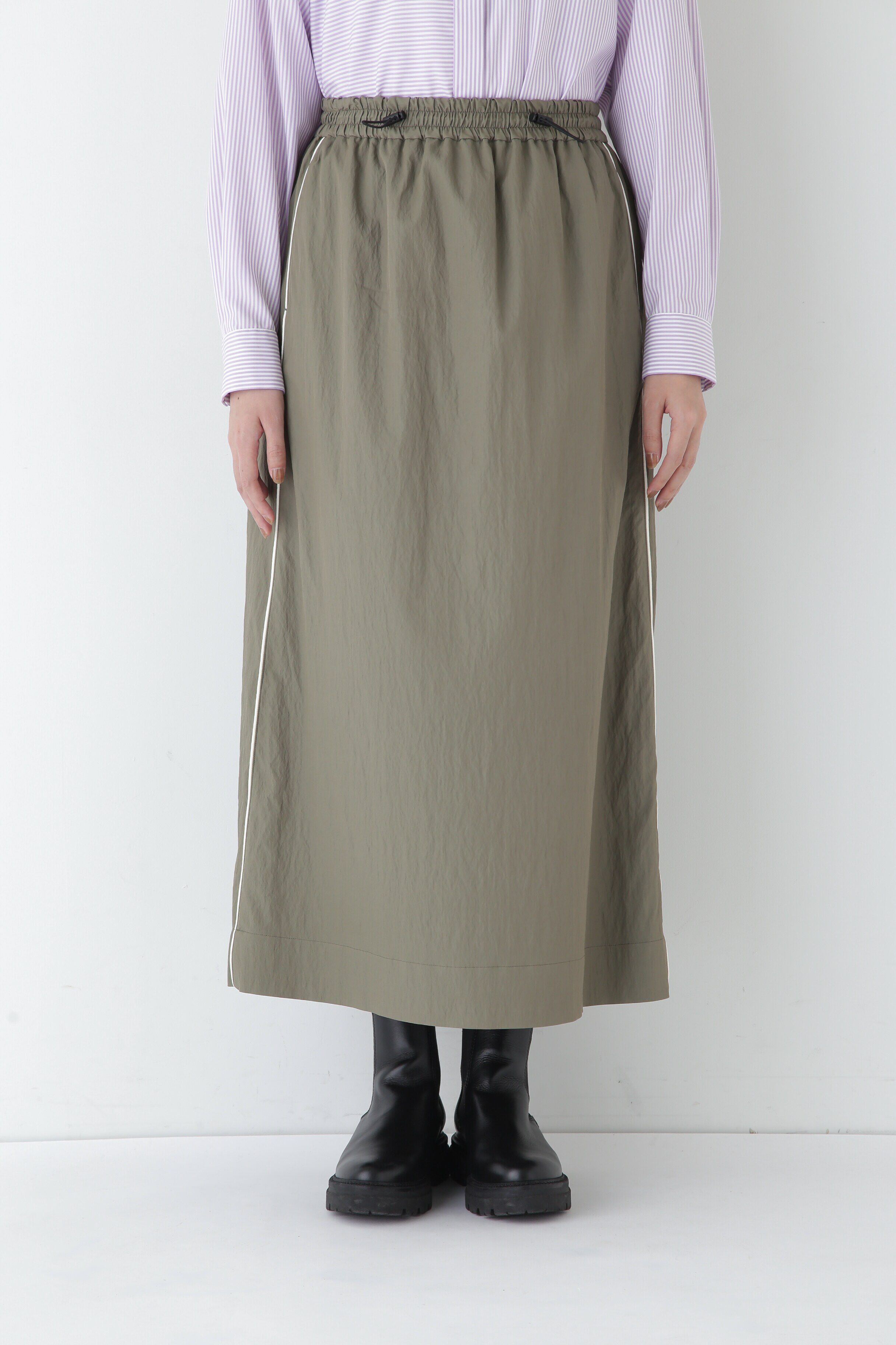  「◆マットツイル脇配色ラインスカート」|スカート|