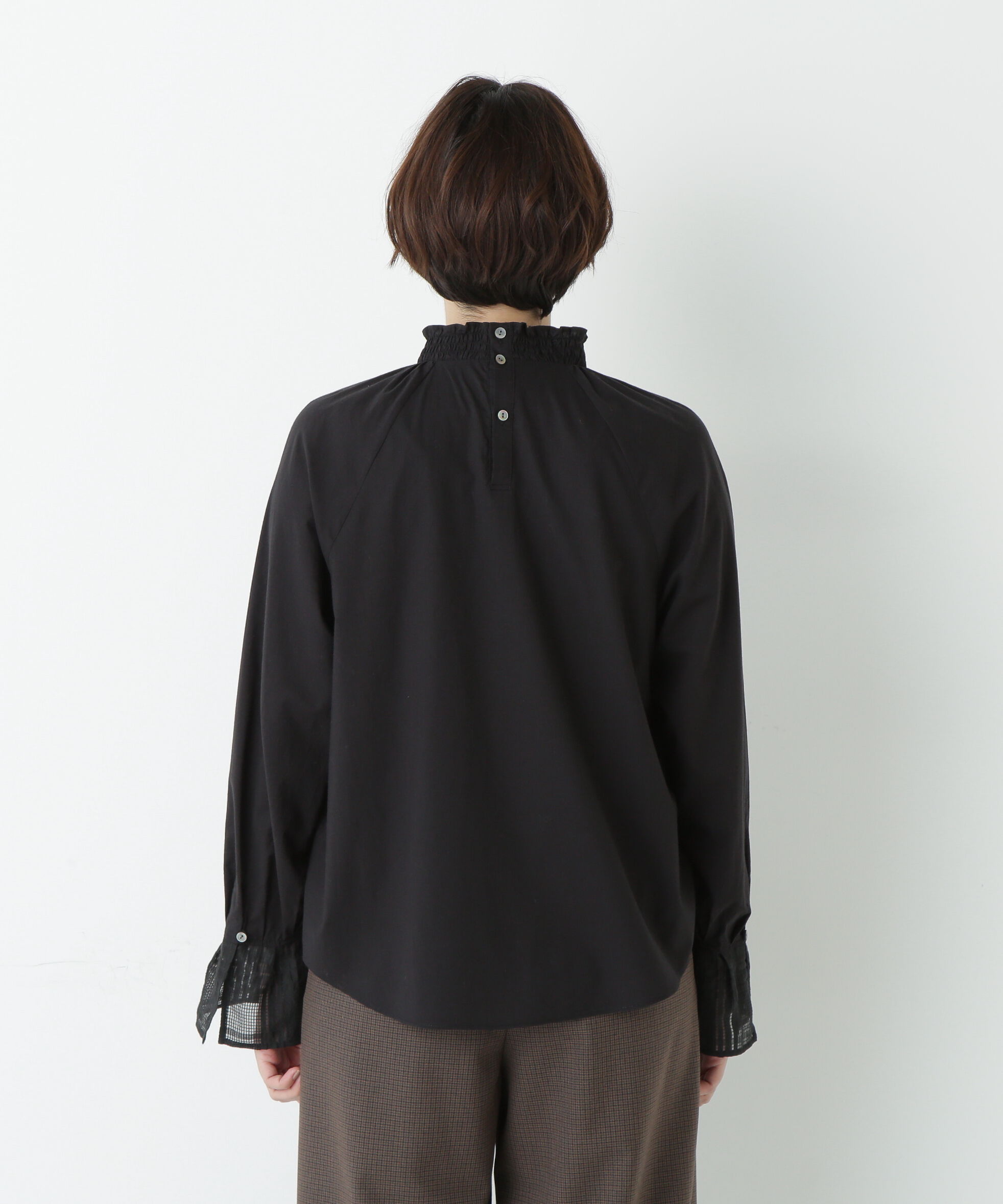  「袖チェックジャガードブラウス」|シャツ・ブラウス|