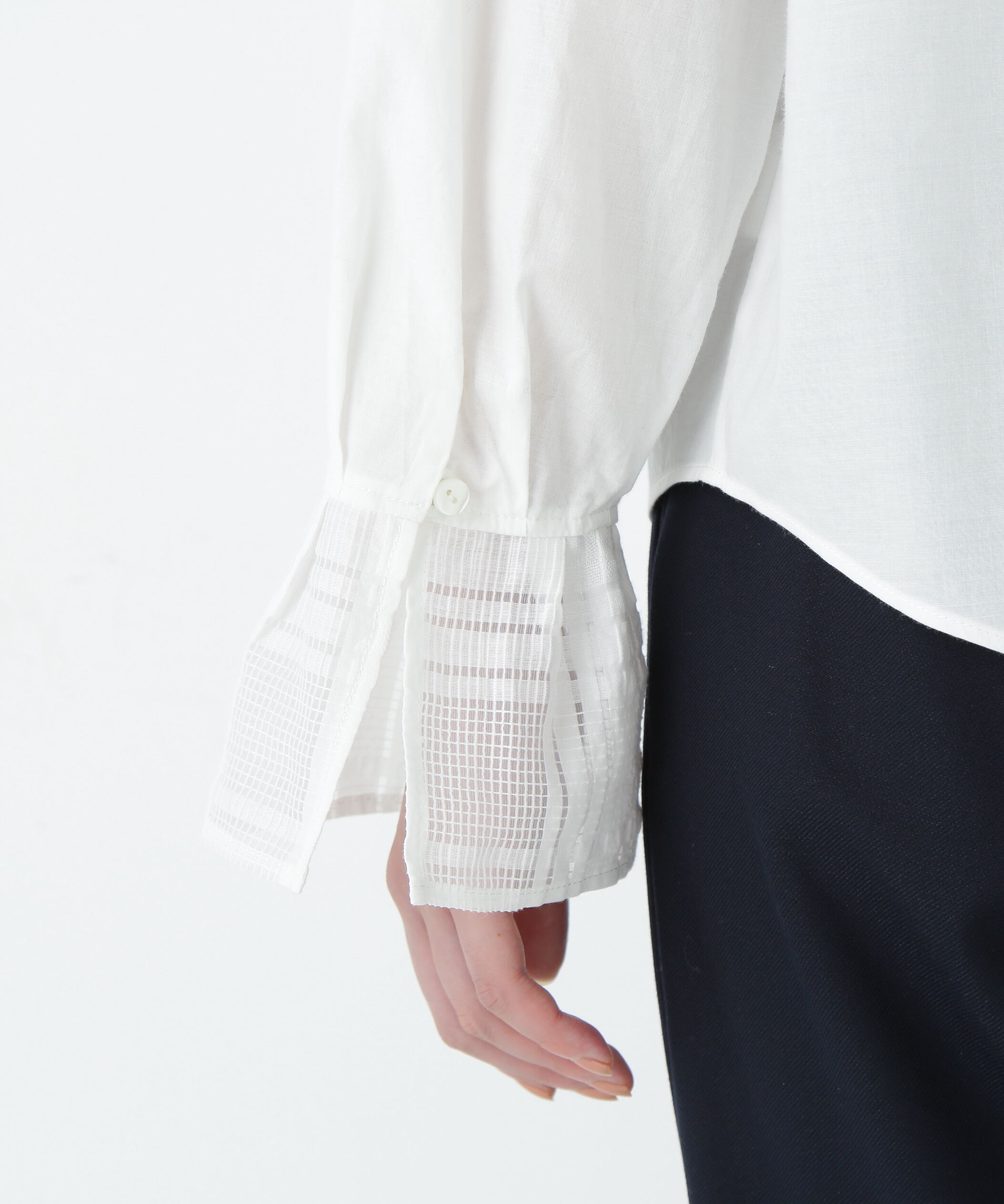  「袖チェックジャガードブラウス」|シャツ・ブラウス|