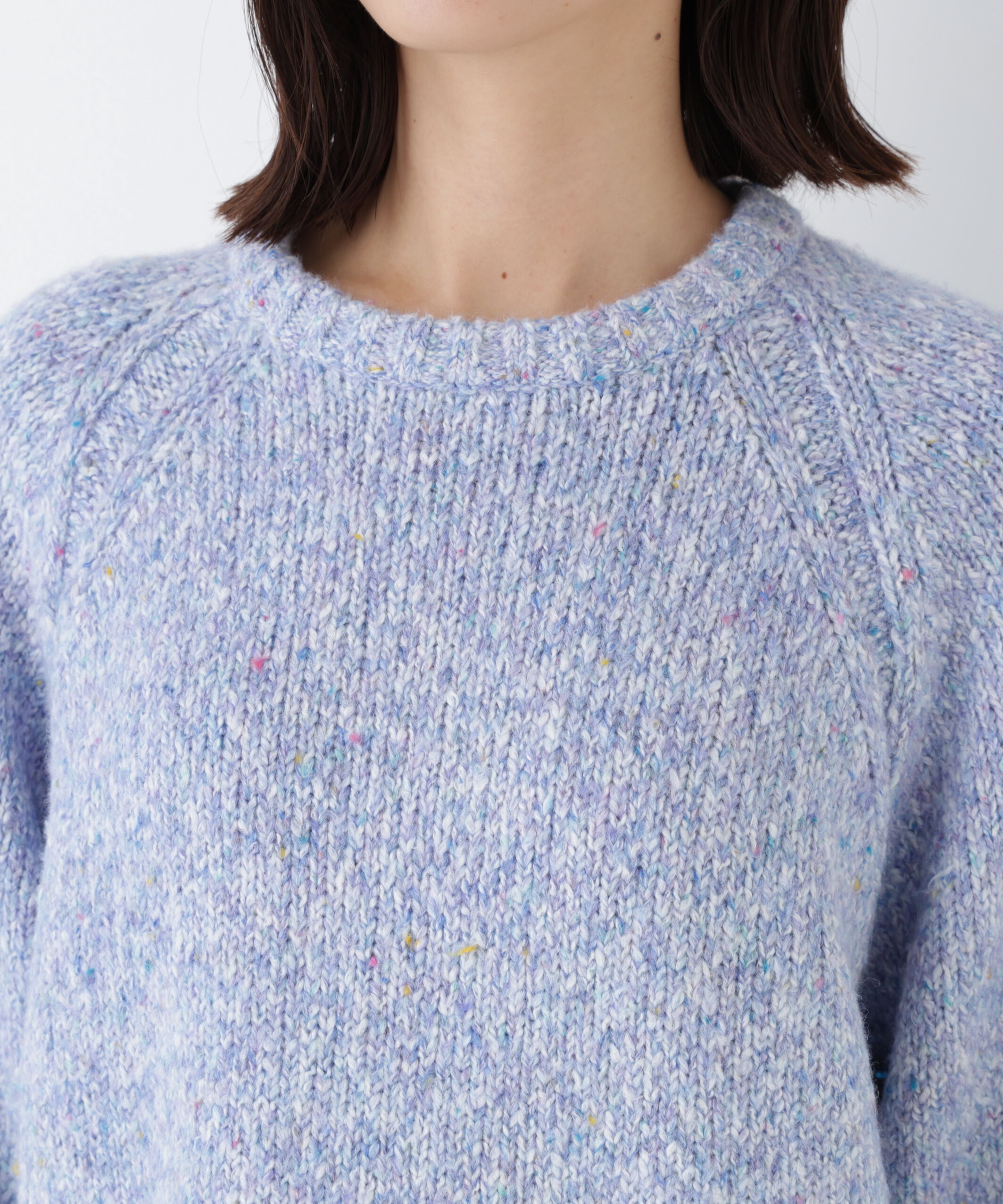  「◆ＭＩＸヤーンクルーネックラグランプルオーバー」|ニット・セーター|