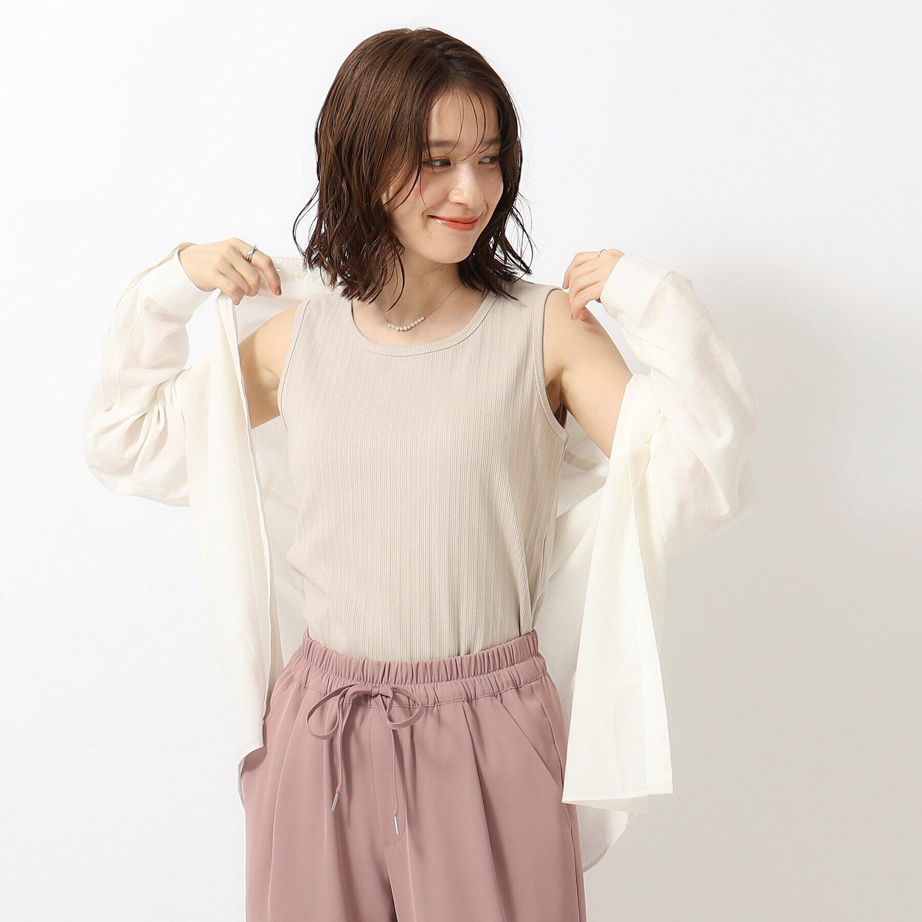 SHOO･LA･RUE「デイリー使いに ランダムテレコ タンクトップ」|キャミソール|