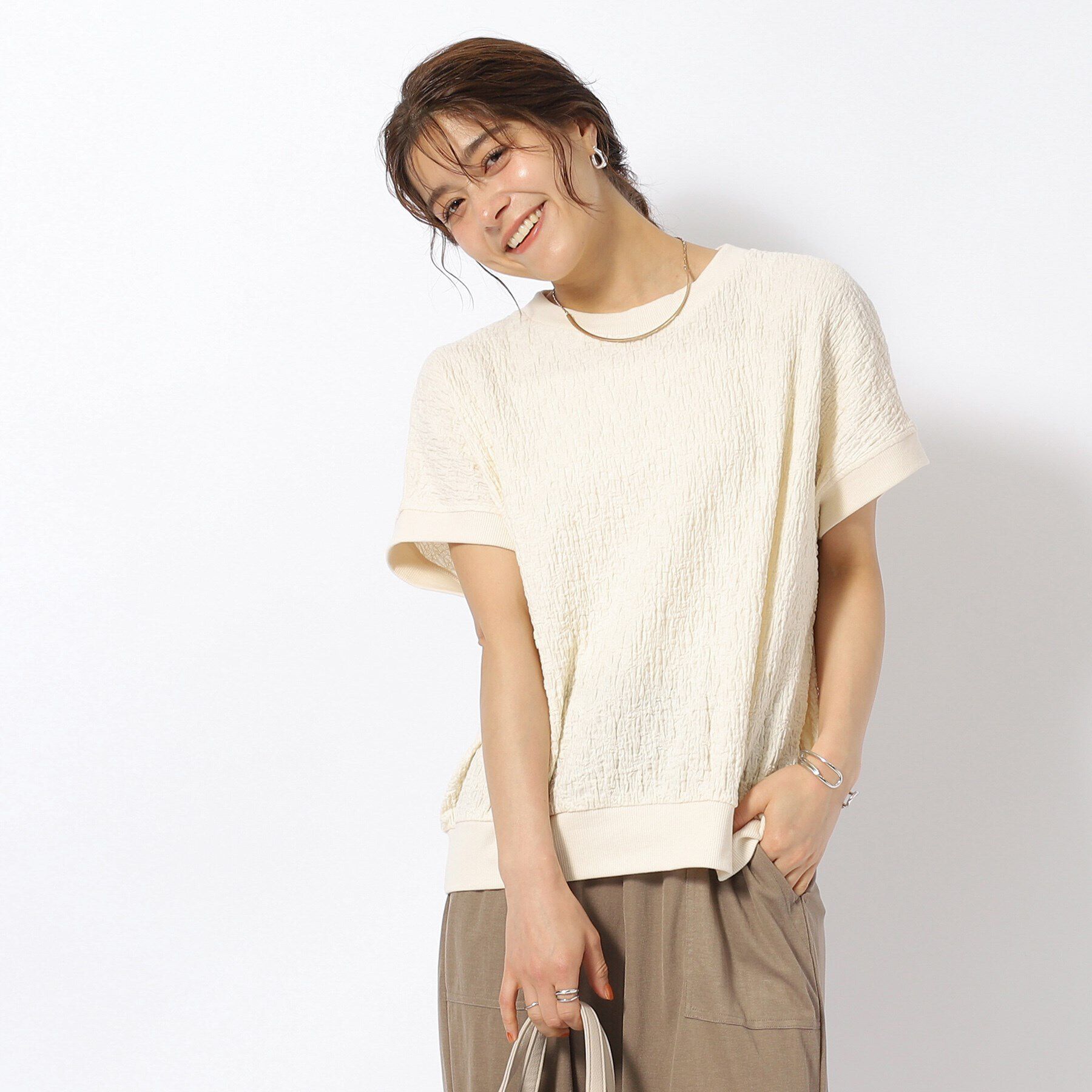 SHOO･LA･RUE「ポコポコリブ切り替えトップス」|Tシャツ・カットソー|