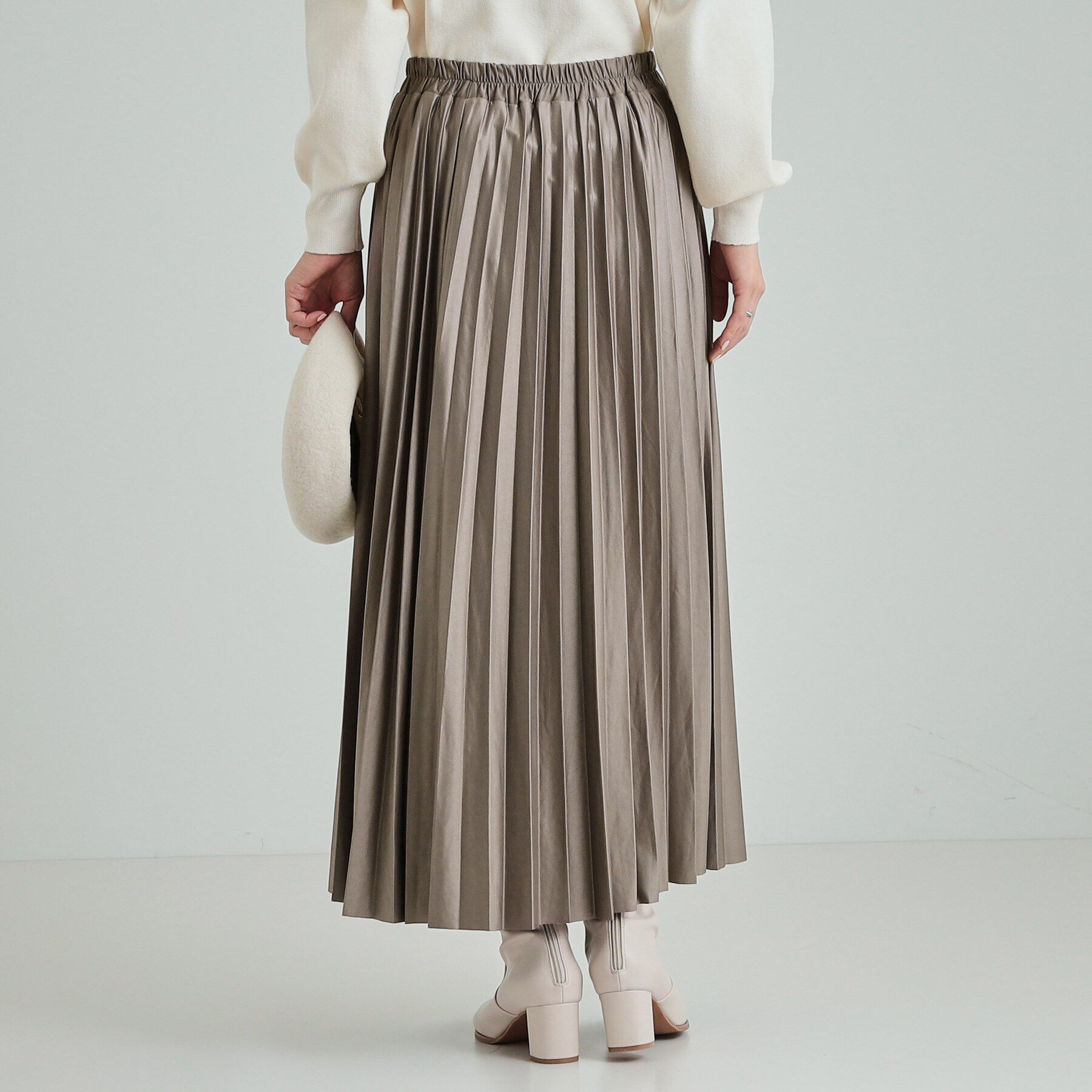 SHOO･LA･RUE「微光沢で華やか レザー調プリーツスカート」|スカート|