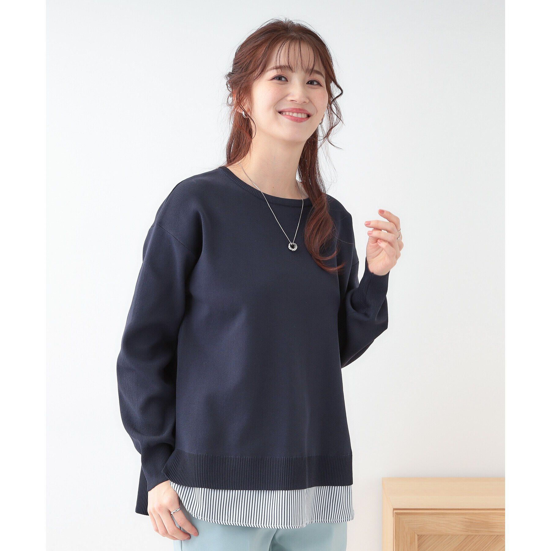 SHOO･LA･RUE「【洗える】一枚で簡単こなれ見え スポンディッシュ 裾レイヤード風ニット」|ニット・セーター|