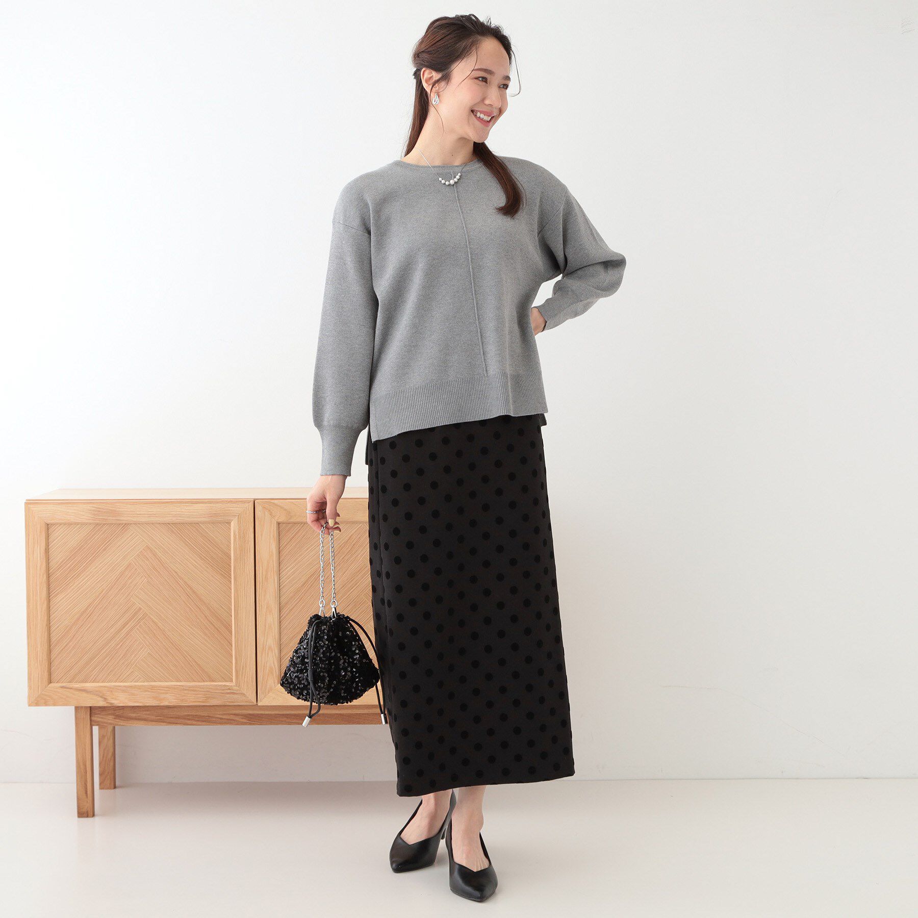 SHOO･LA･RUE「【S-LL/セットアップ可】インせず着られる さらっとなめらかニット」|ニット・セーター|