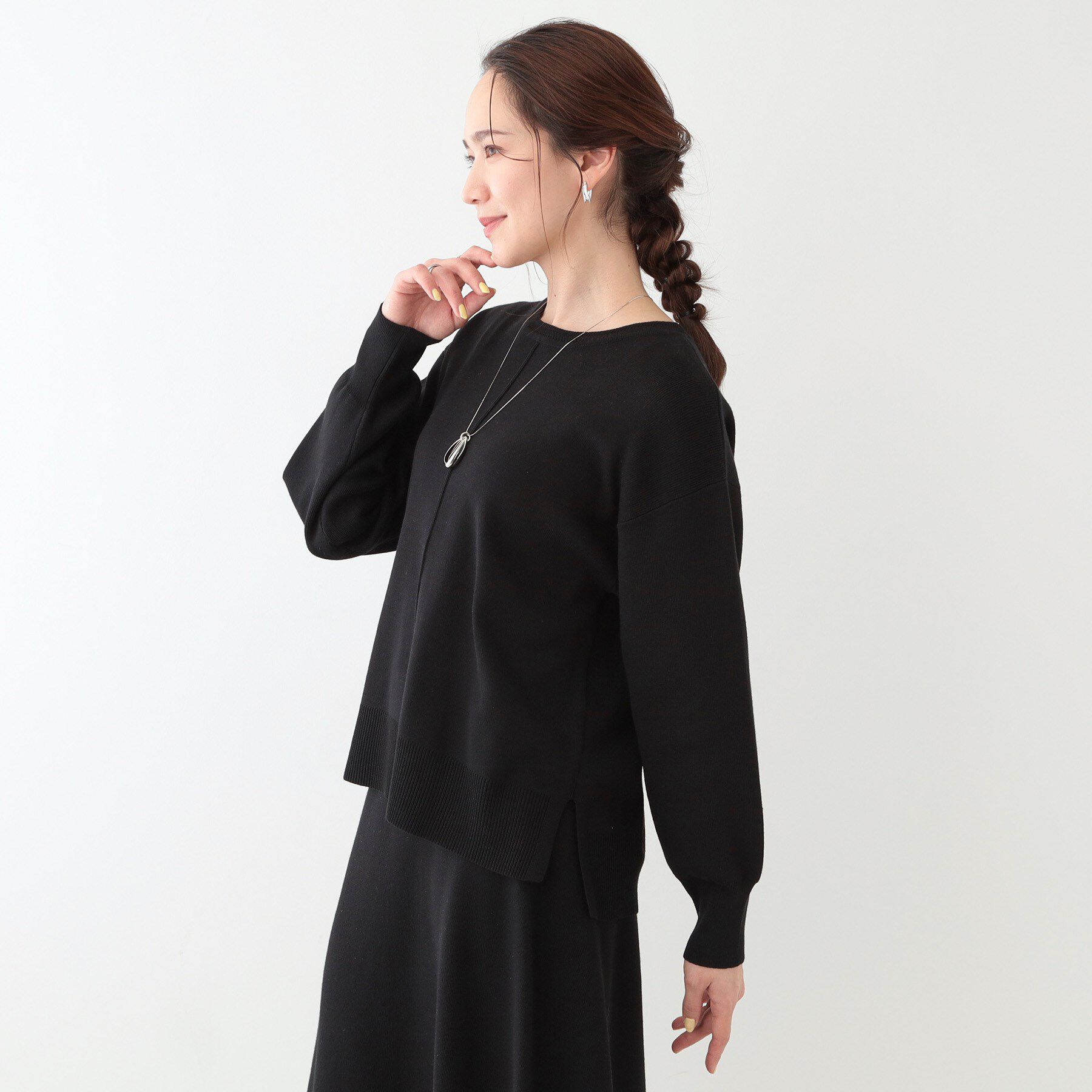 SHOO･LA･RUE「【S-LL/セットアップ可】インせず着られる さらっとなめらかニット」|ニット・セーター|