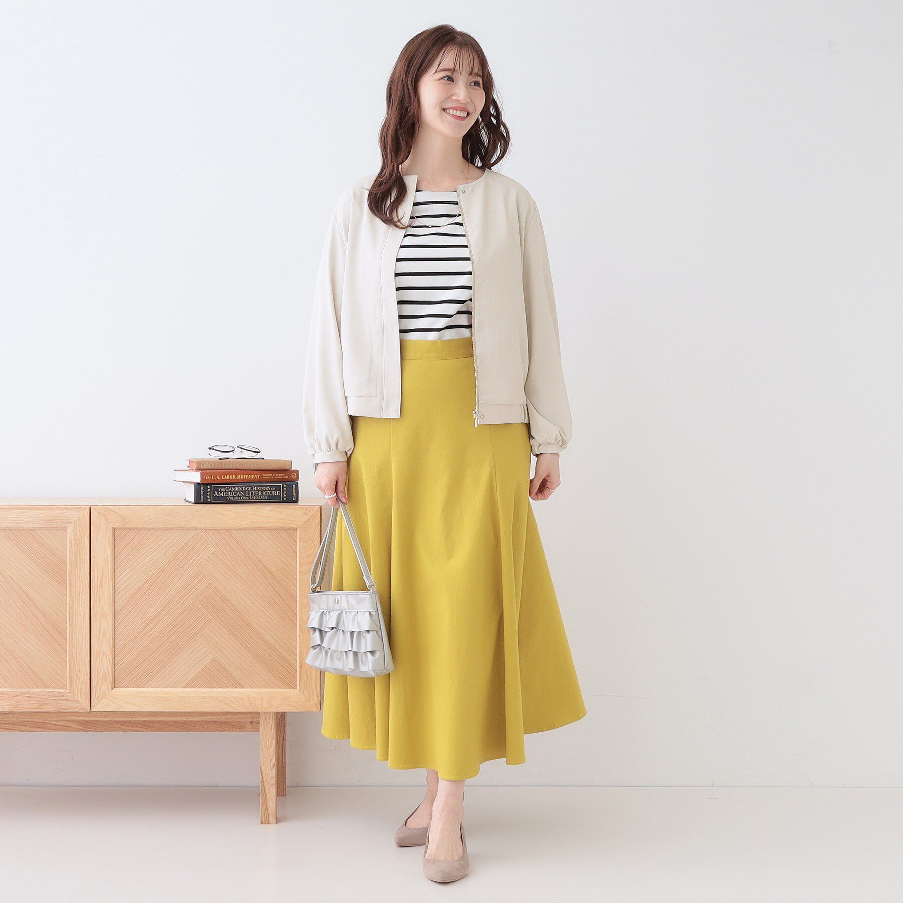 SHOO･LA･RUE「さらっと羽織れる ノーカラーブルゾン」|ブルゾン・スタジャン|