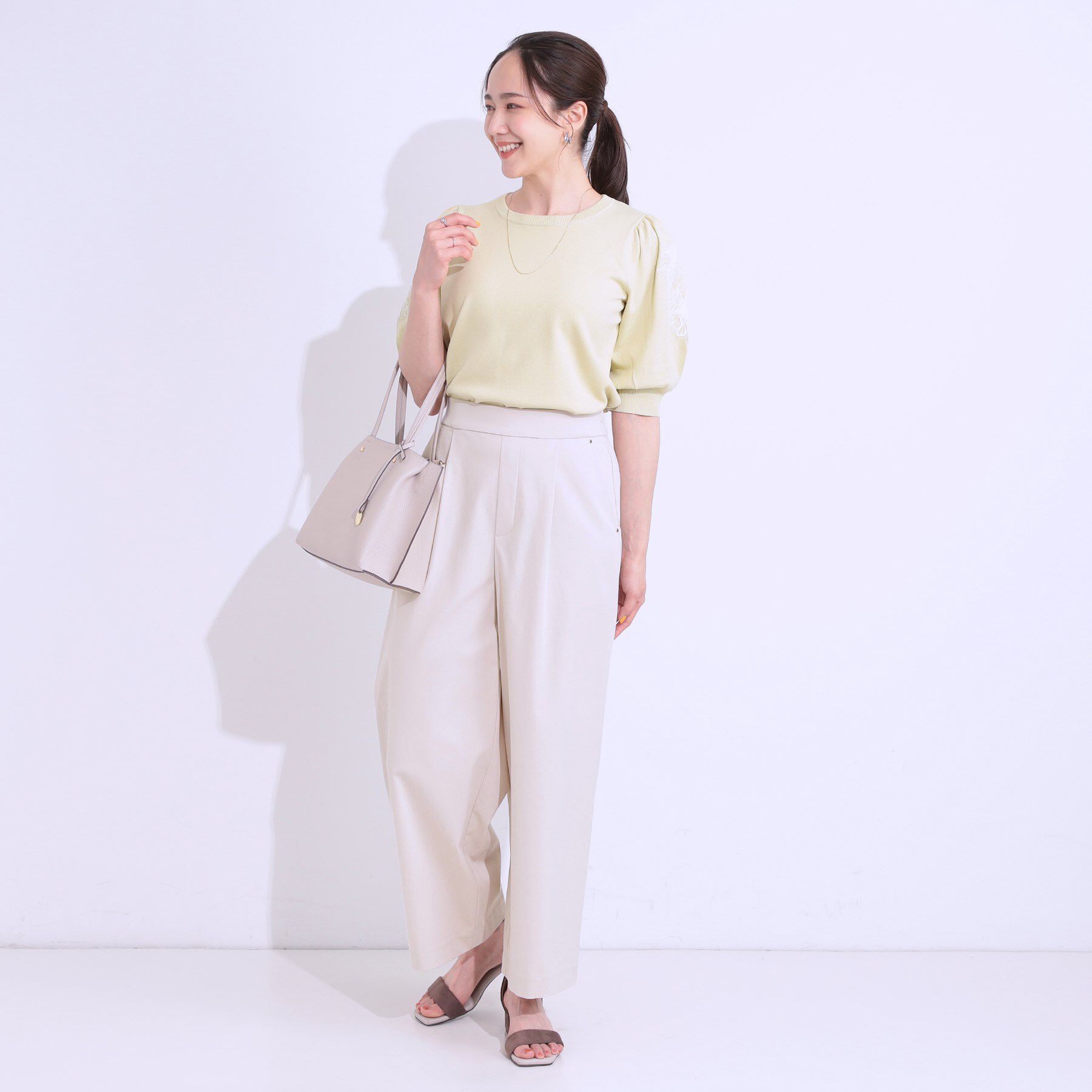 SHOO･LA･RUE「【高レビュー/S-LL/ひんやり】ゴールドパーツがアクセント ストレッチワイドパンツ」|その他|