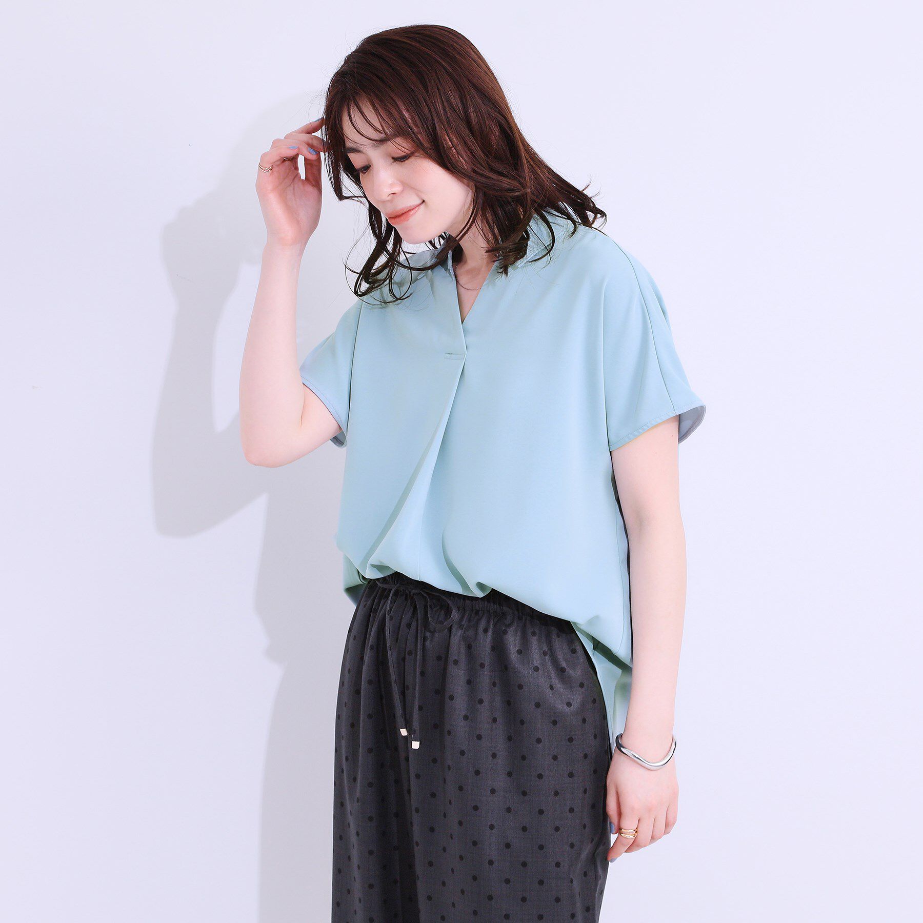 SHOO･LA･RUE「【洗える/S-LL/プチプラ】さらっとすっきりきれい見え スキッパーブラウス」|シャツ・ブラウス|