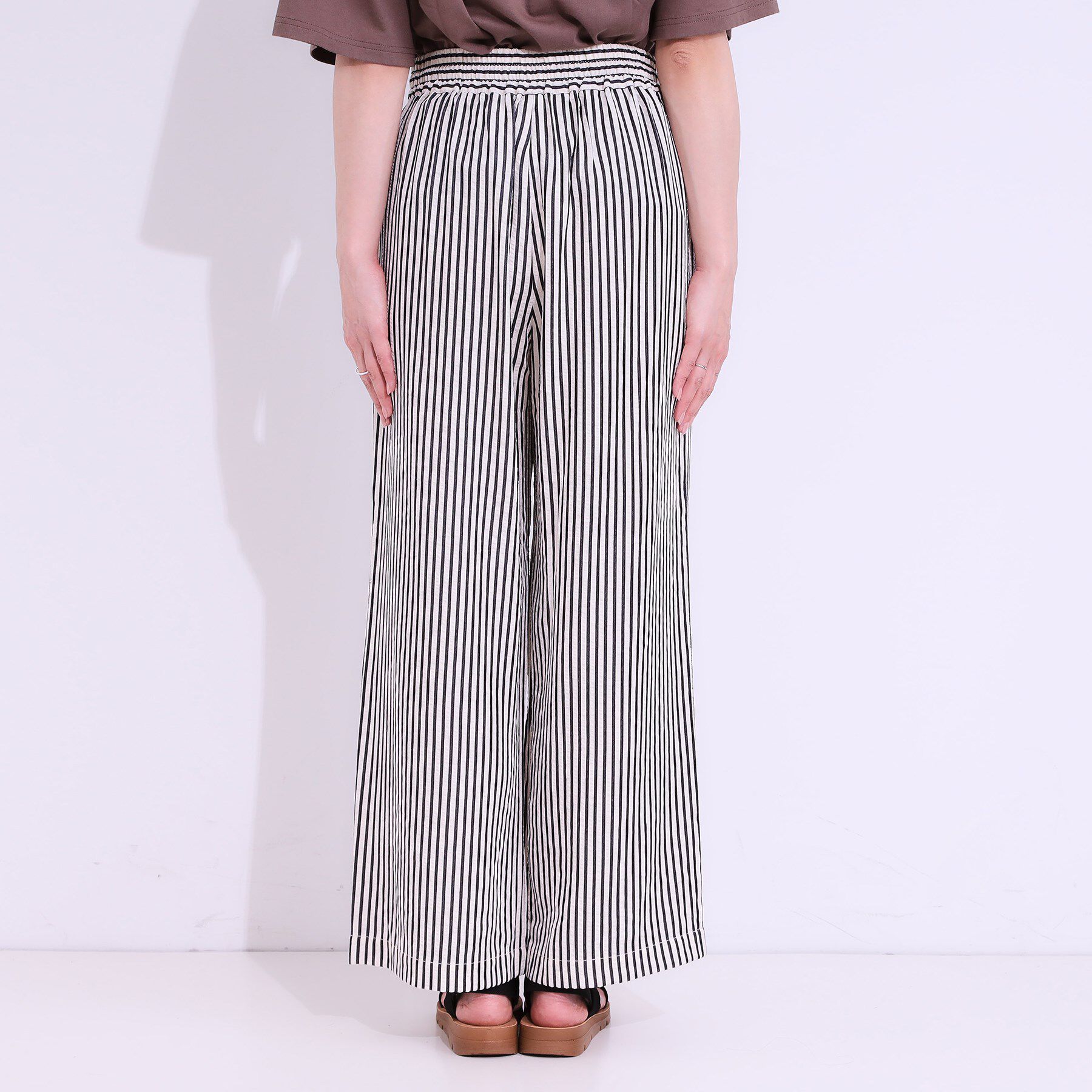 SHOO･LA･RUE「【セットアップ可能/ひんやり/吸水速乾】サッカーストライプイージーパンツ」|その他|