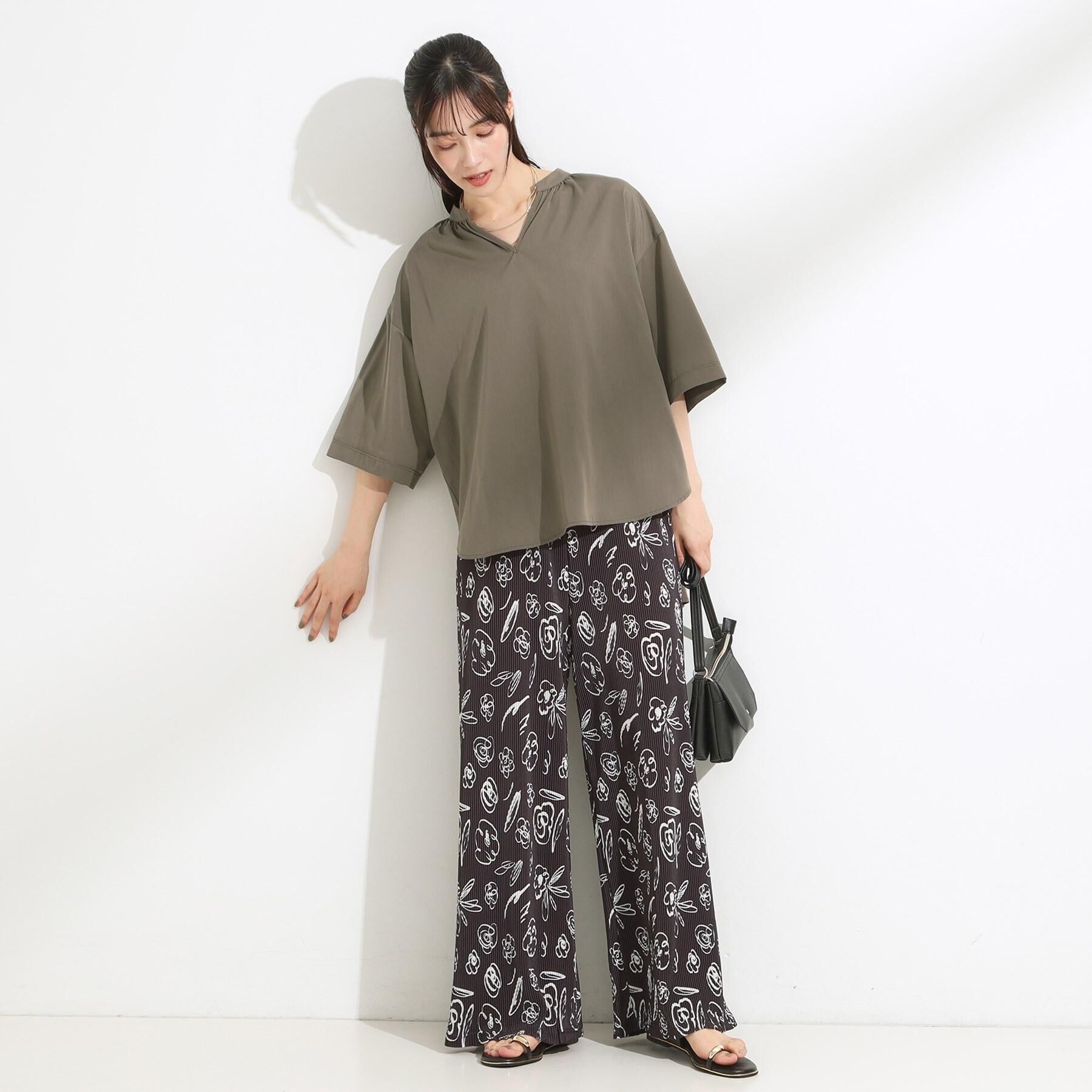 SHOO･LA･RUE「【S-LL】さらさら楽ちん プリーツ ワイドパンツ」|その他|