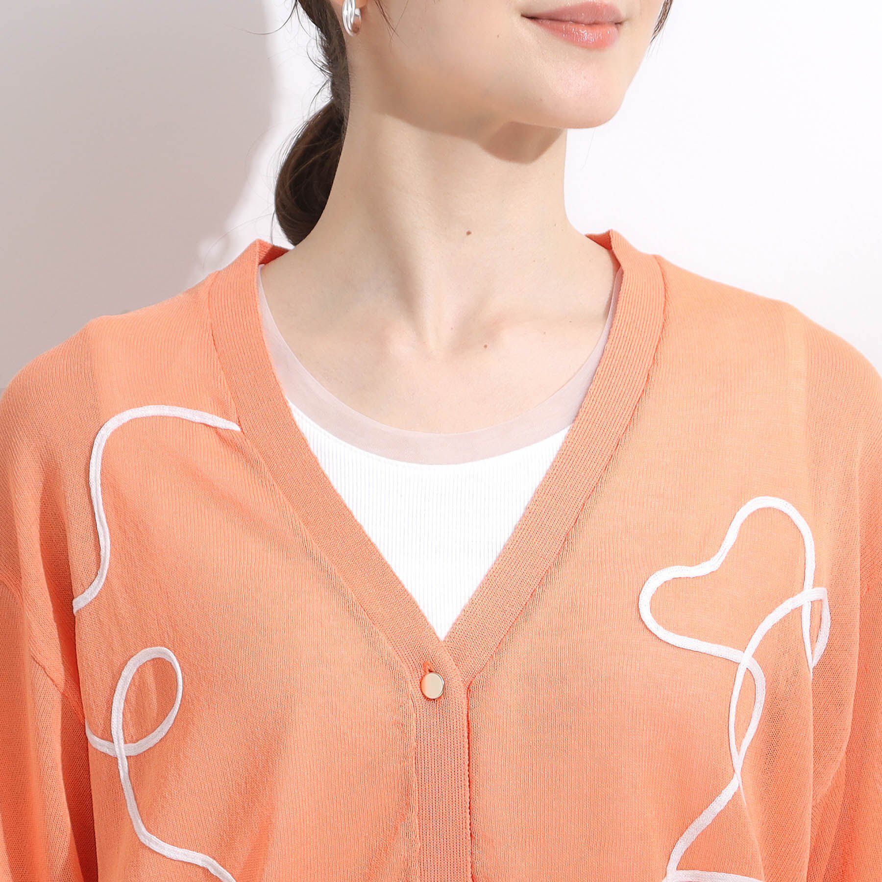 SHOO･LA･RUE「ニュアンスデザインがこなれ見え 刺繍デザイン シアーカーディガン」|カーディガン|