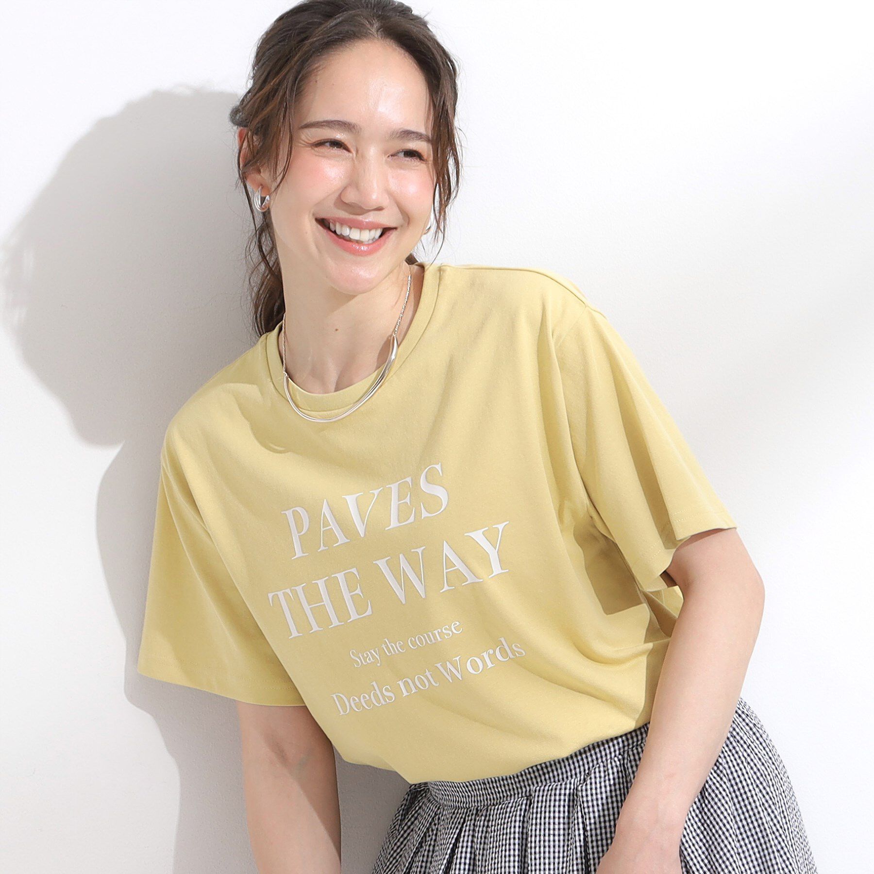 SHOO･LA･RUE「【洗える/S-LL/ひんやり/UV】選べる6柄 プリントTシャツ」|Tシャツ・カットソー|イエロー(031)