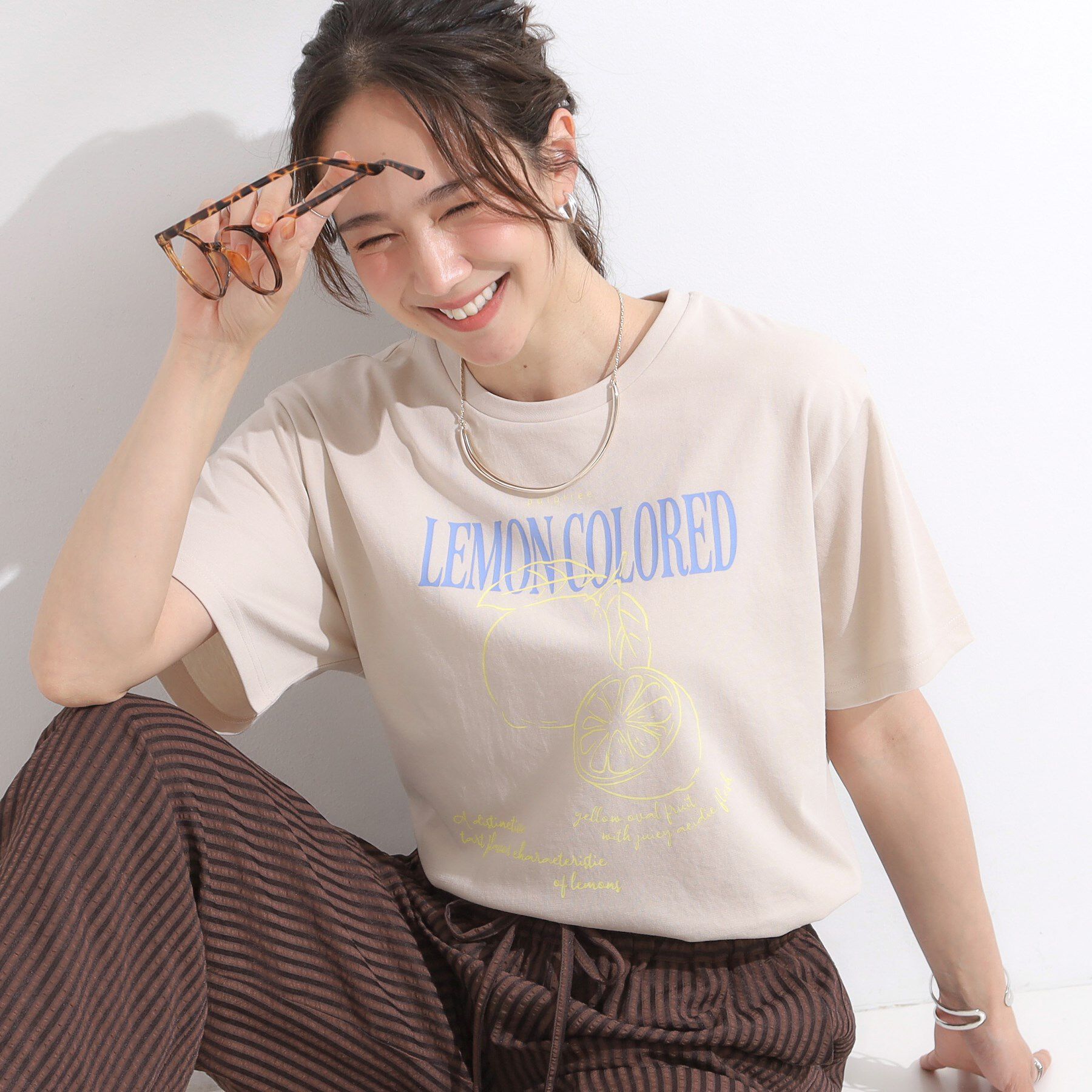 SHOO･LA･RUE「【洗える/S-LL/ひんやり/UV】選べる6柄 プリントTシャツ」|Tシャツ・カットソー|ベージュ(052)