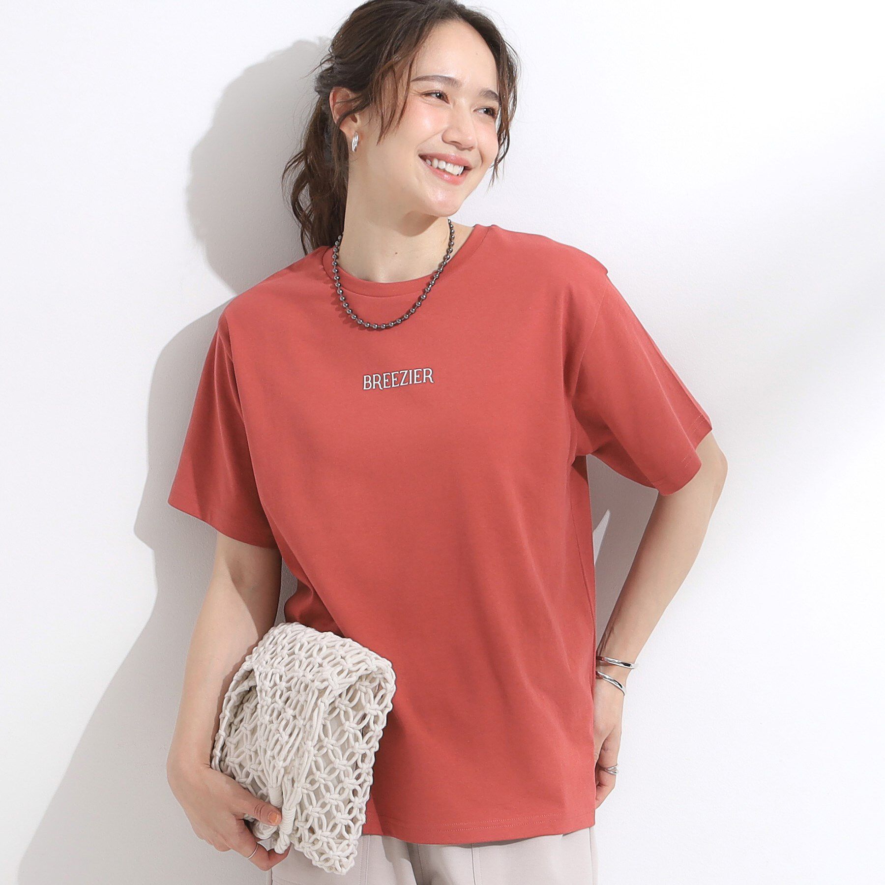 SHOO･LA･RUE「【洗える/S-LL/ひんやり/UV】選べる6柄 プリントTシャツ」|Tシャツ・カットソー|レッド(061)