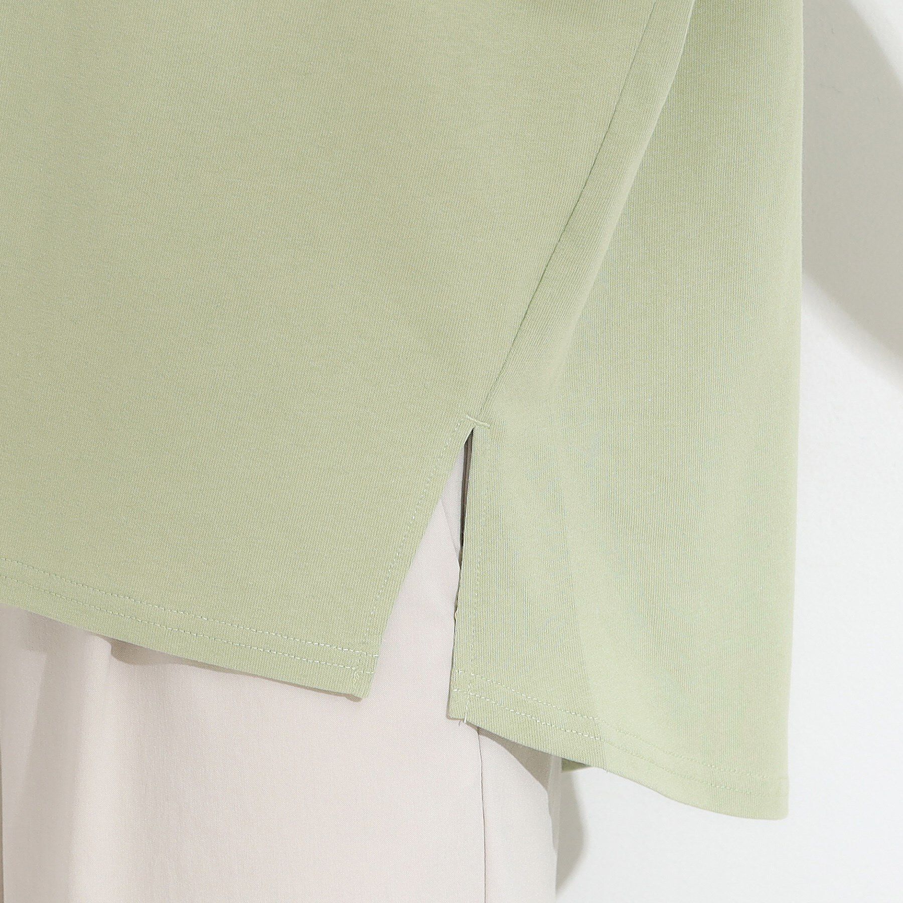 SHOO･LA･RUE「【洗える/S-LL/体型カバー】レース使いが華やか フレンチスリーブコットンTシャツ」|Tシャツ・カットソー|