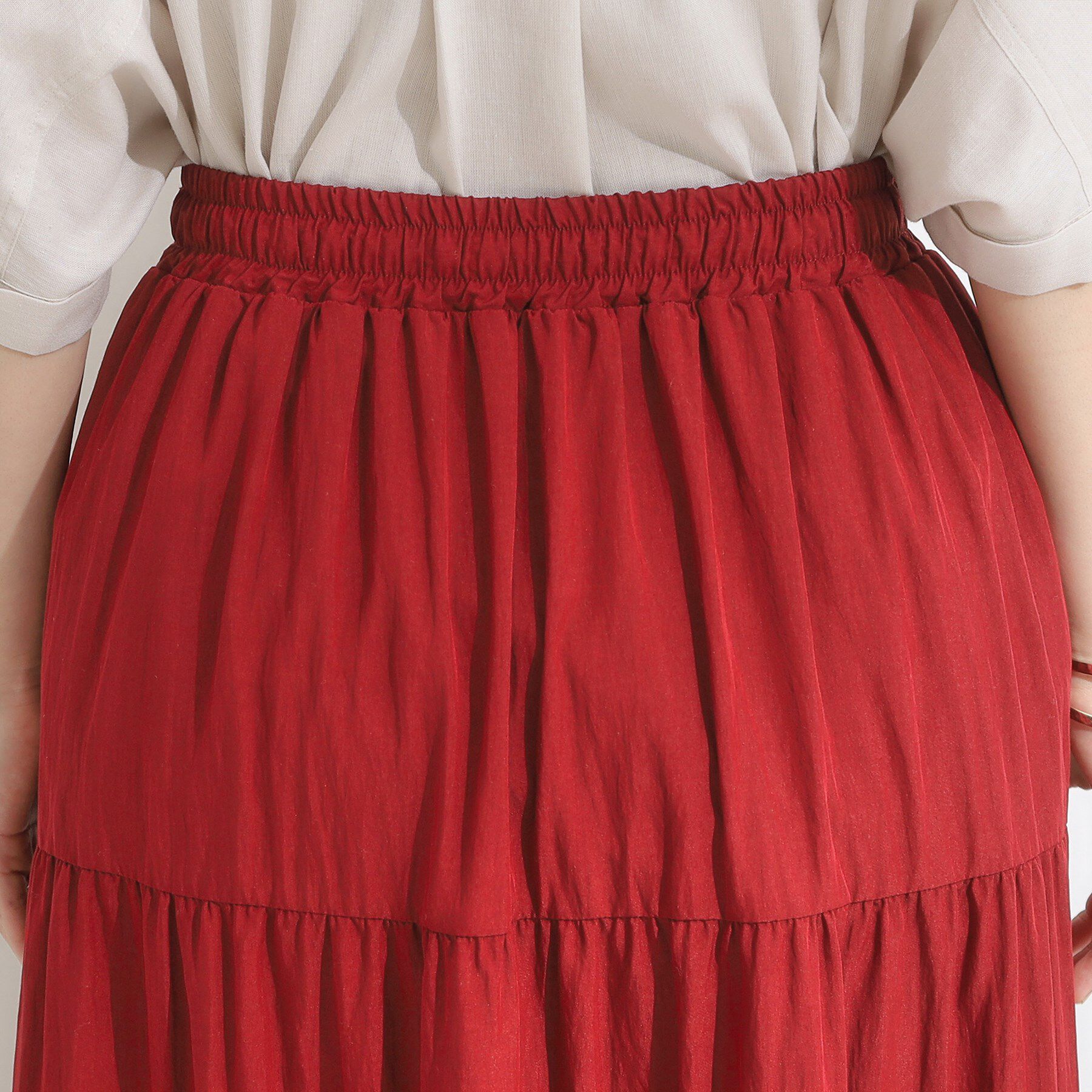 SHOO･LA･RUE「【洗える/S-LL】微光沢で華やかなティアードスカート」|スカート|