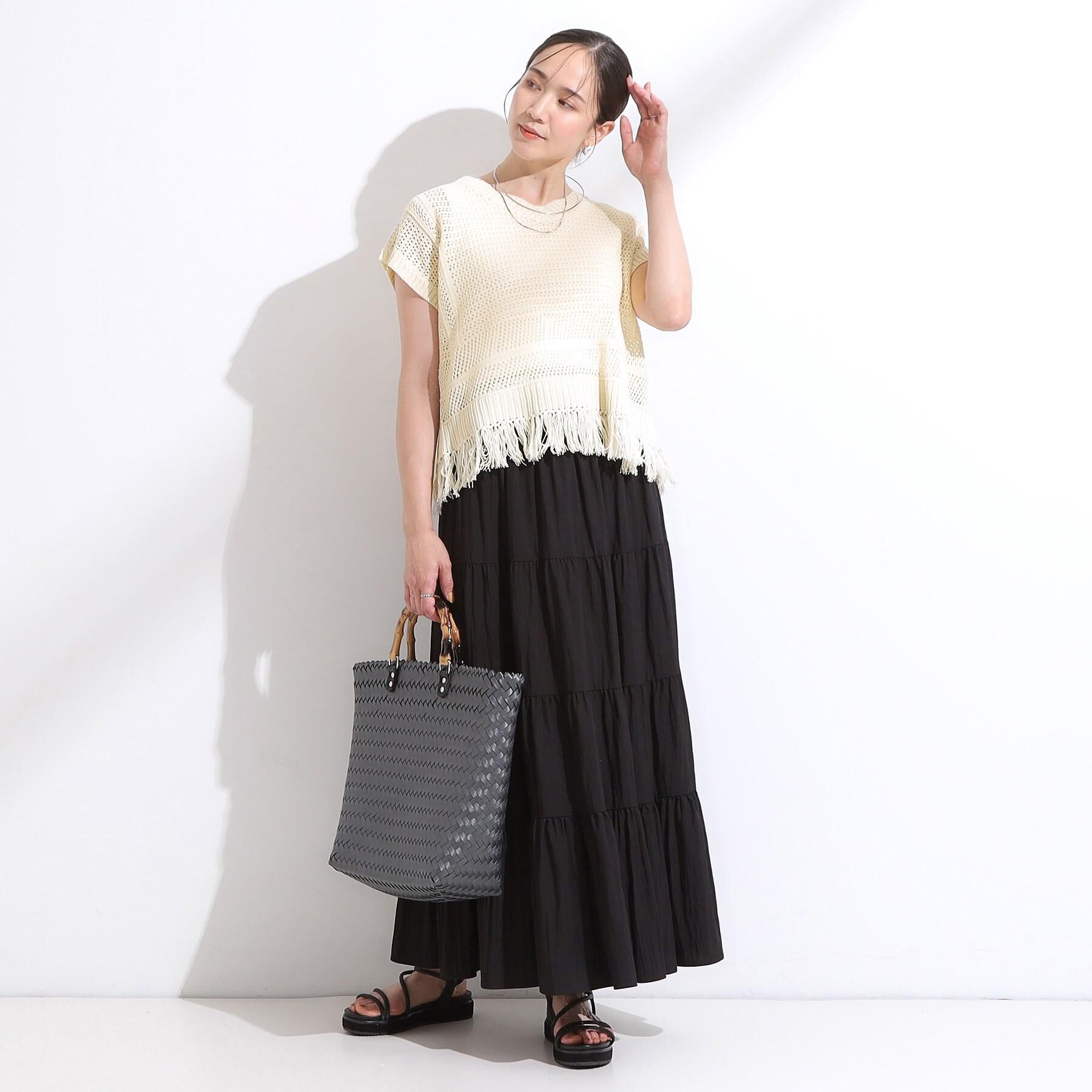 SHOO･LA･RUE「【洗える/S-LL】微光沢で華やかなティアードスカート」|スカート|