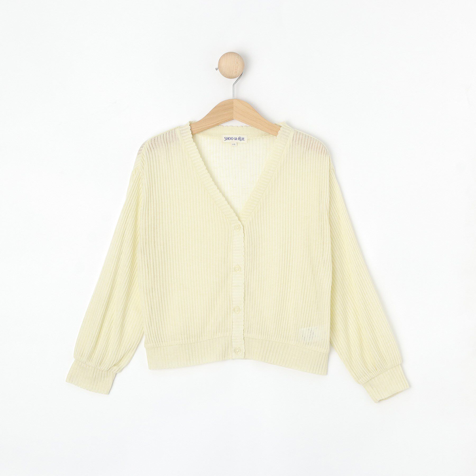 SHOO･LA･RUE「シアーリブ編みニットソーカーディガン」|カーディガン|ライトイエロー(03
