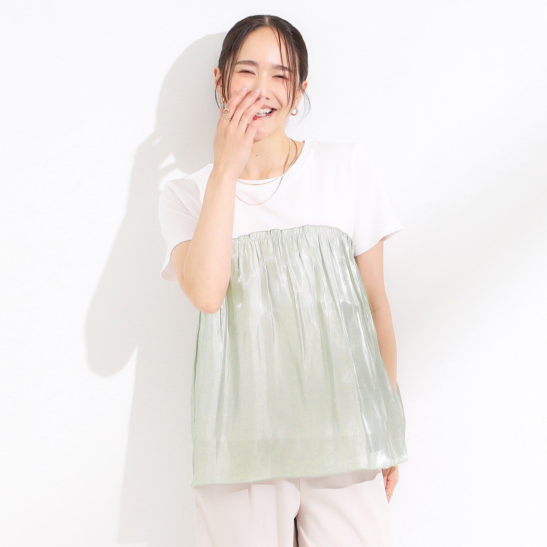 SHOO･LA･RUE「【S-LL/ひんやり】インせず決まる ビスチェ風ドッキングトップス」|Tシャツ・カットソー|