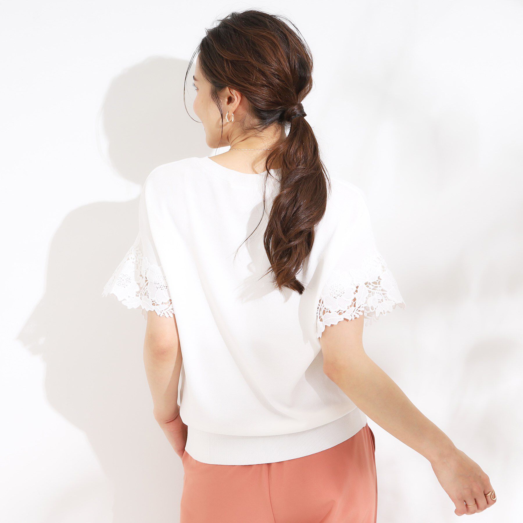 SHOO･LA･RUE「【S-LL/ひんやり/UV/】大人上品な お袖レースニット」|ニット・セーター|