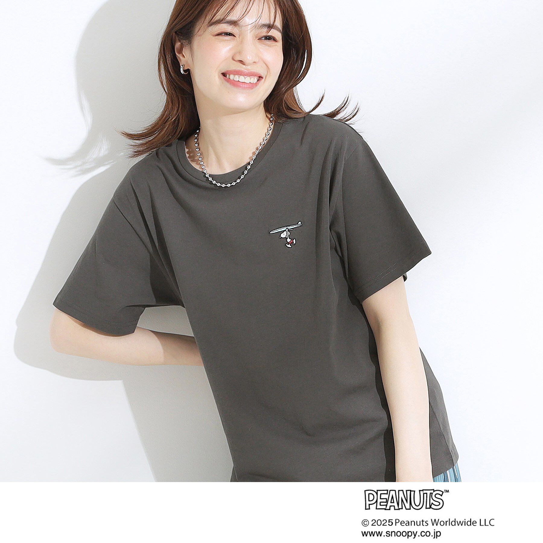 SHOO･LA･RUE「【PEANUTS】ひんやりTシャツ」|Tシャツ・カットソー|チャコールグレー(0