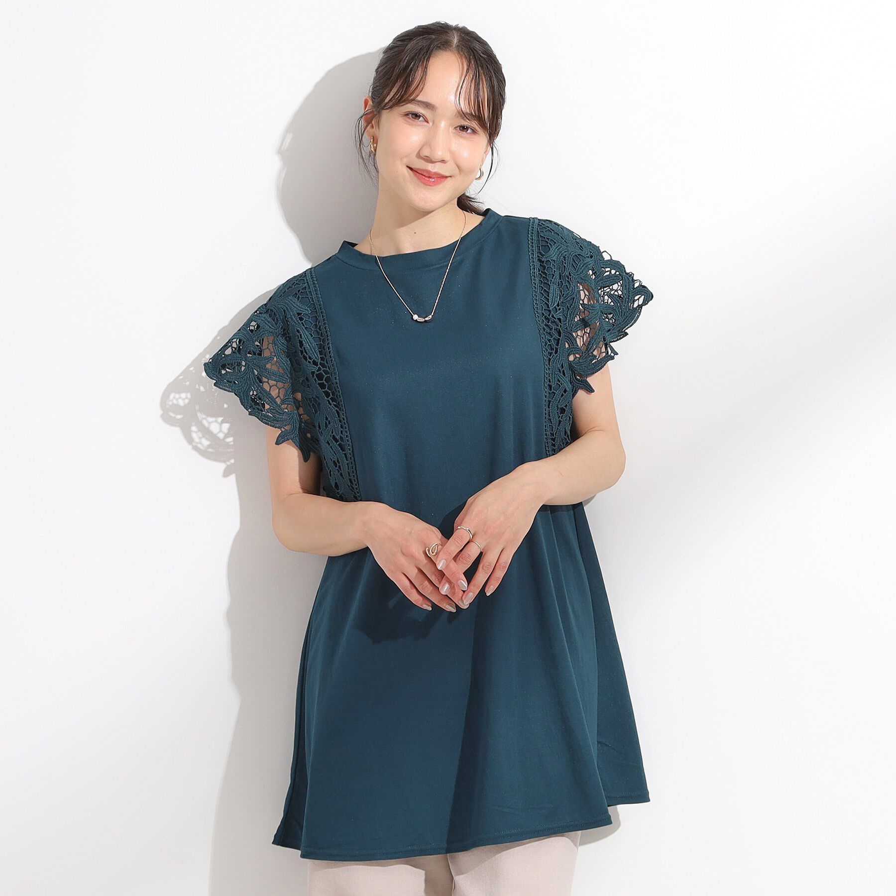 SHOO･LA･RUE「【S-LL】上品華やか お袖レースチュニックトップス」|チュニック|