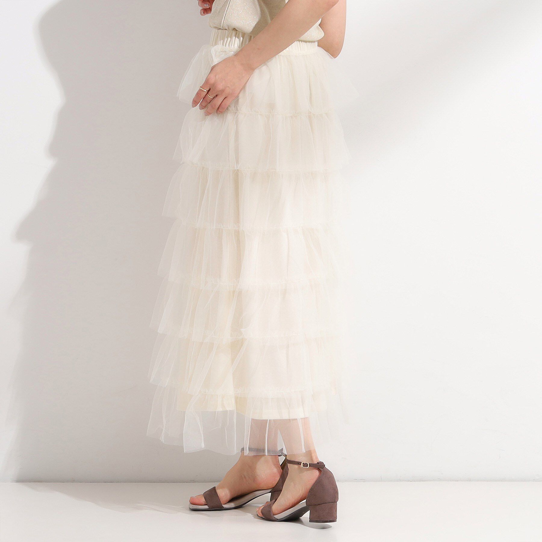 SHOO･LA･RUE「【2点セット/S-LL】コーデの主役になる チュールティアードスカート」|スカート|
