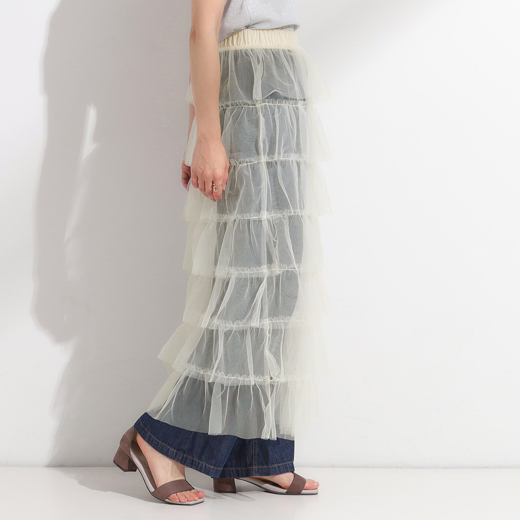 SHOO･LA･RUE「【2点セット/S-LL】コーデの主役になる チュールティアードスカート」|スカート|