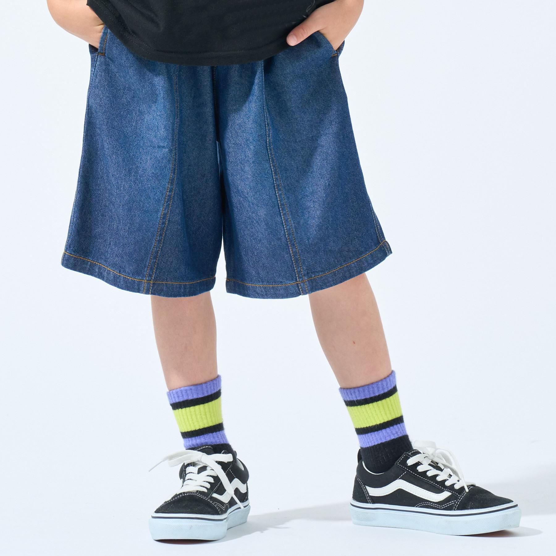 SHOO･LA･RUE「【100-150cm/ひんやり】ゆったりシルエットの デニムハーフパンツ」|その他|