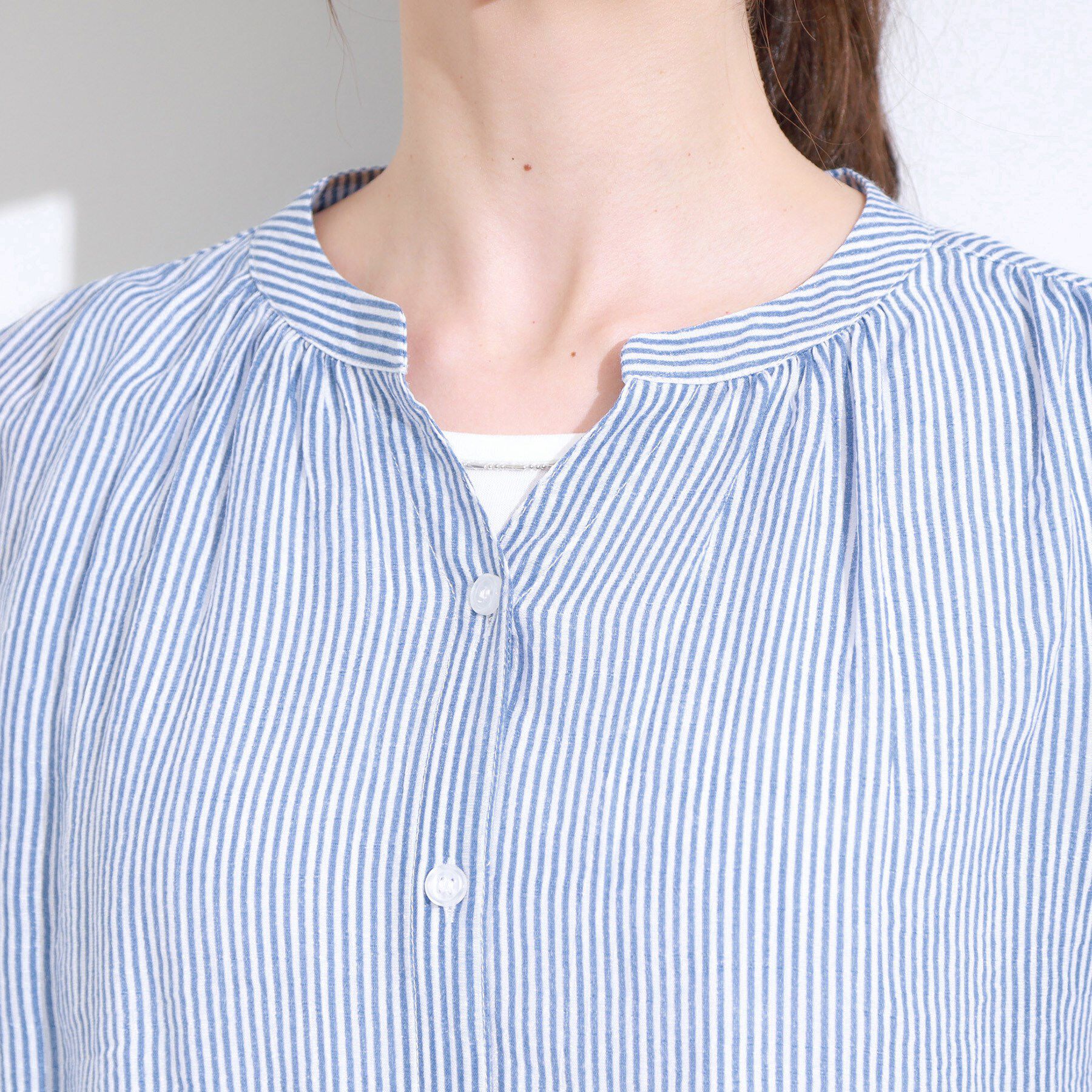 SHOO･LA･RUE「【S-LL/2点セット】着るだけでコーデが決まる 麻調5分袖ブラウス＋タンクトップ」|シャツ・ブラウス|