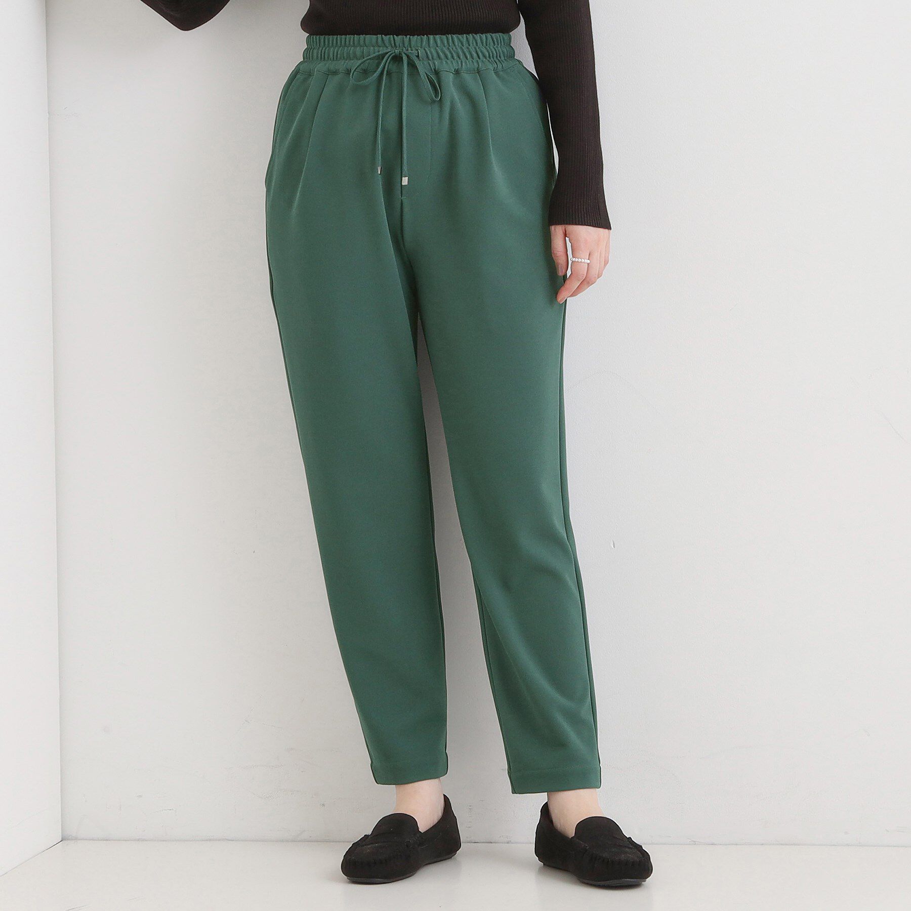 SHOO･LA･RUE「【S-3L/洗濯後しわになりにくい】スマートに見える イージーテーパードパンツ【CIRCRIC】」|その他|グリーン(022)