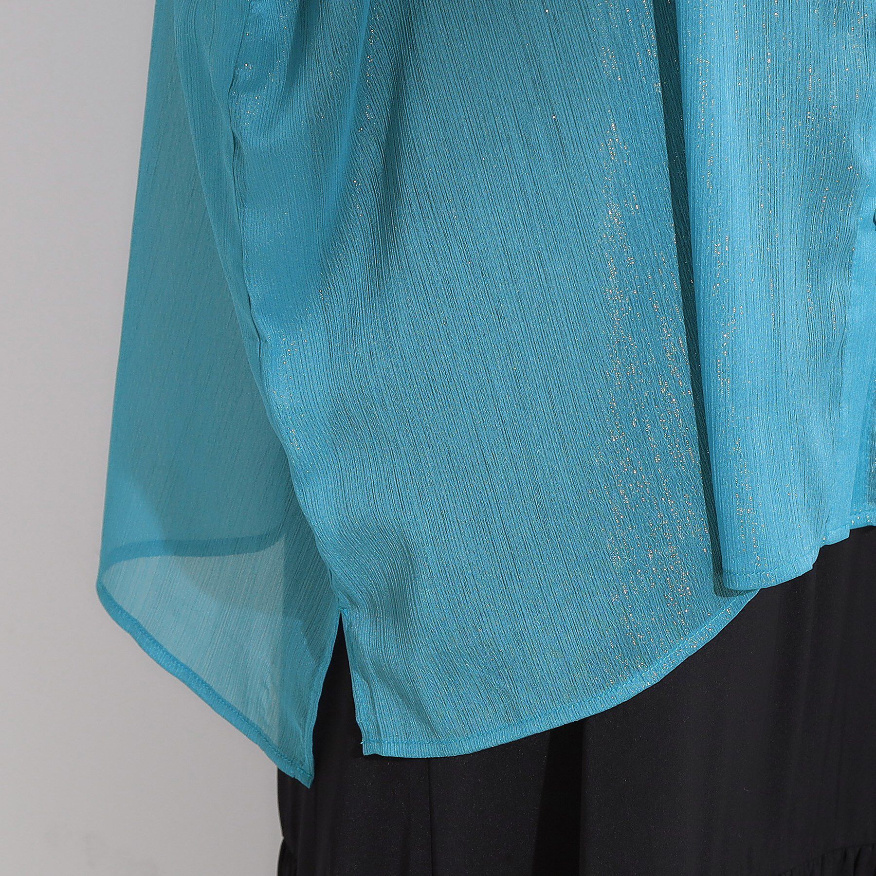 SHOO･LA･RUE「大人のシアー感 ラメが華やかな楊柳ポンチョシャツ」|シャツ・ブラウス|