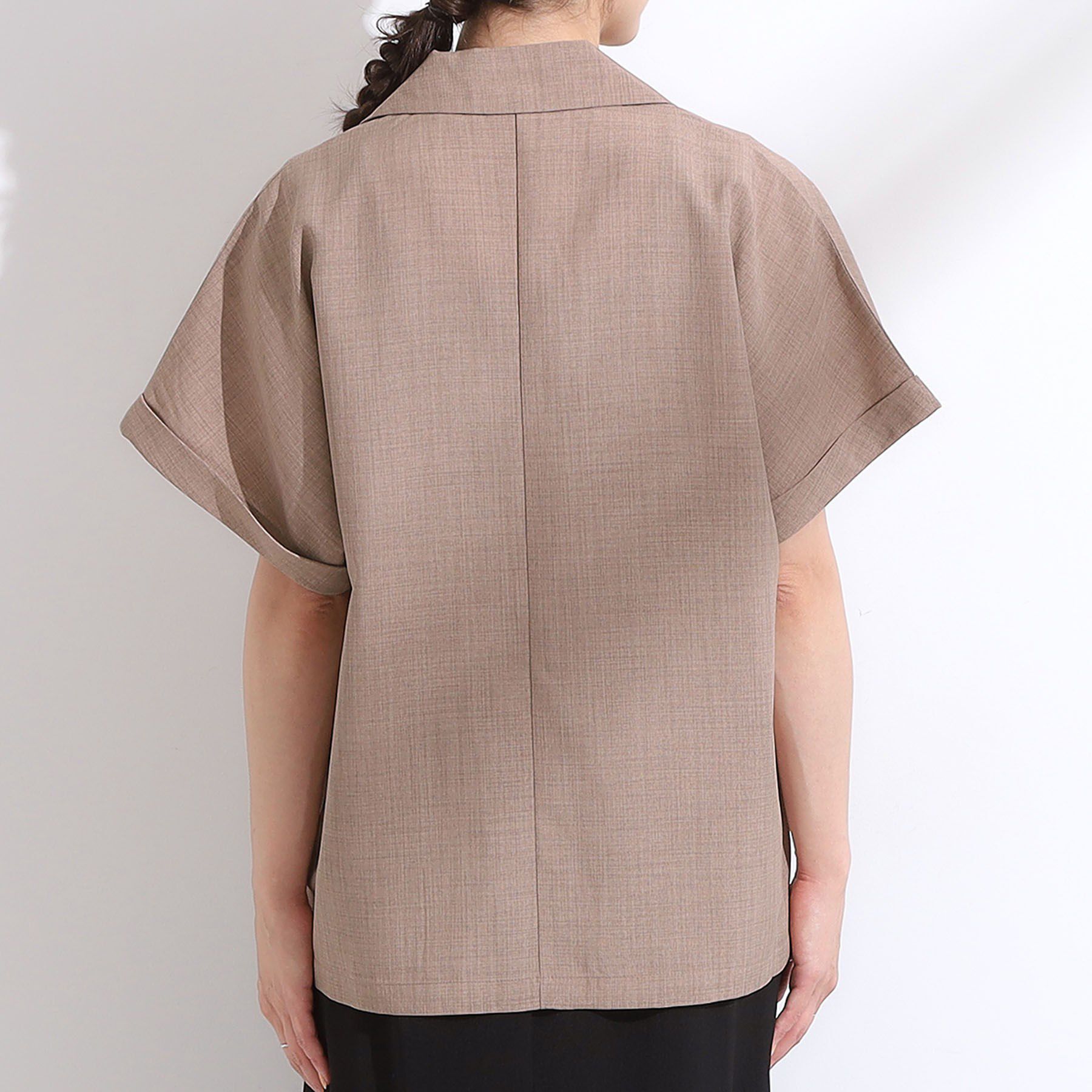 SHOO･LA･RUE「【S-LL】さらりと着たい大人のための 麻調半袖ジャケット」|テーラードジャケット|